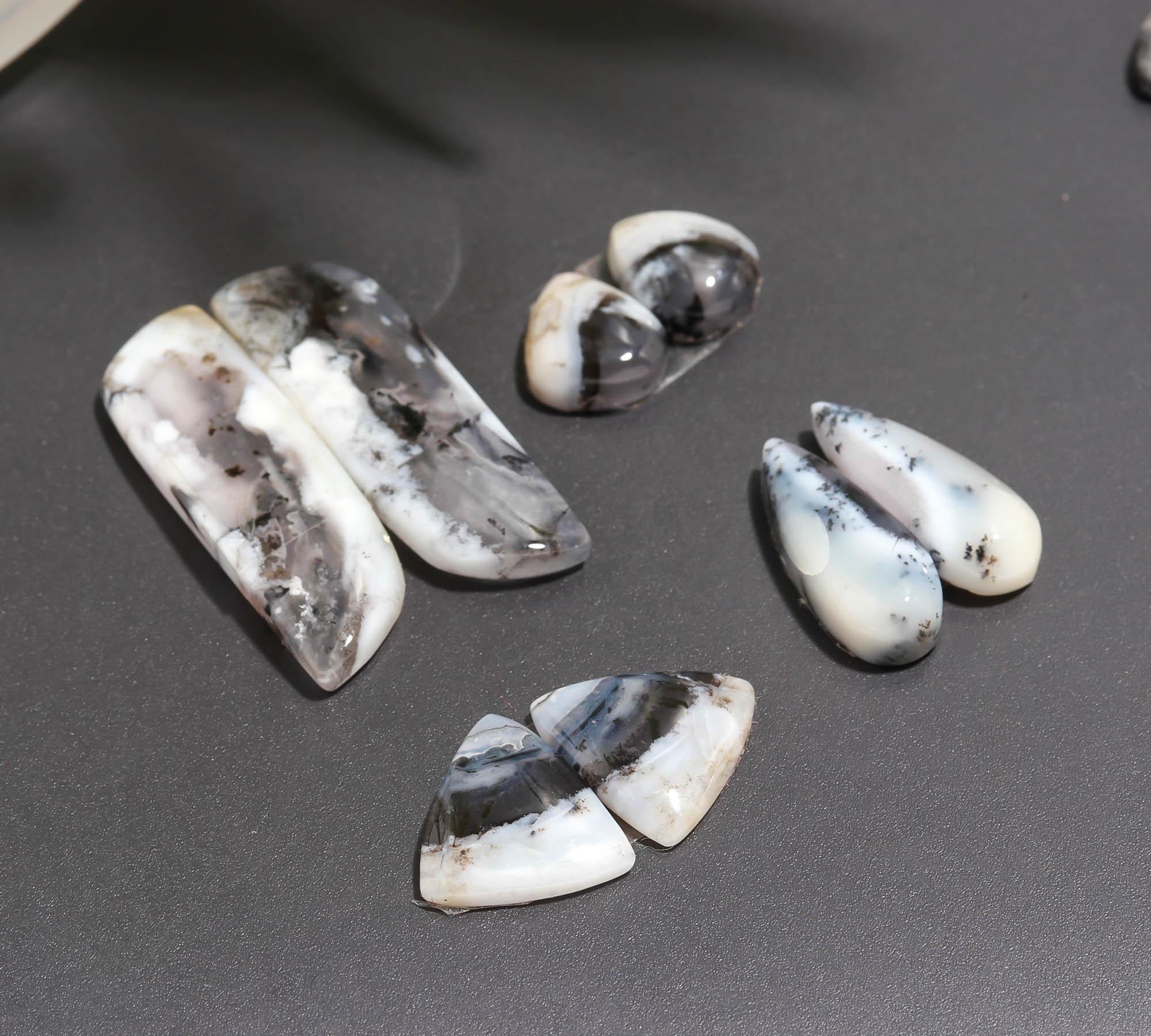 10 Pair 146 Cts Natural Dendrite Agate Pair Cabochon Lot Loose Gemstones Jewelry Making 33x10 11x9mm 20024