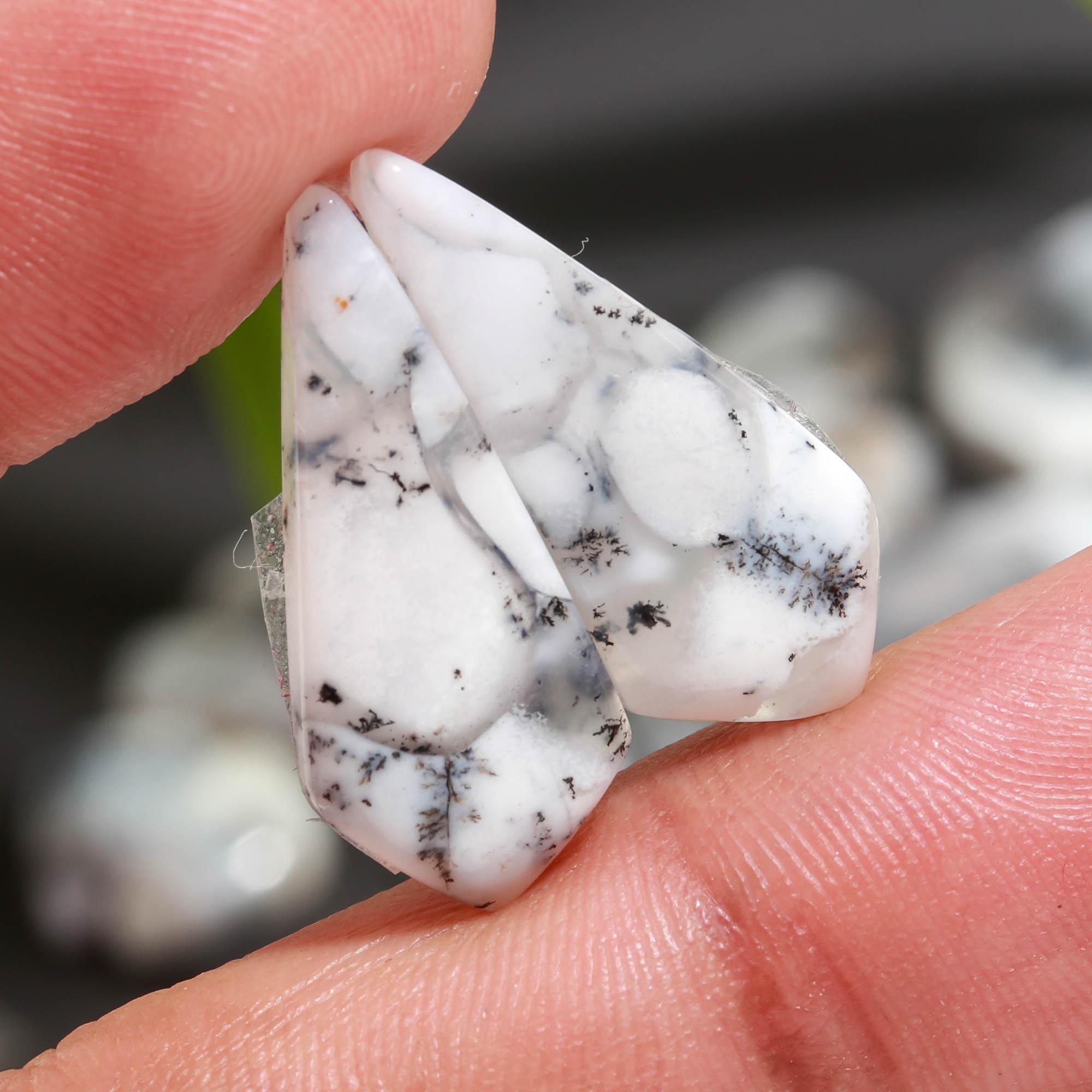 16 Pair 114 Cts Natural Dendrite Agate Pair Cabochon Lot Loose Gemstones Jewelry Making 24x8 8x6mm 20025
