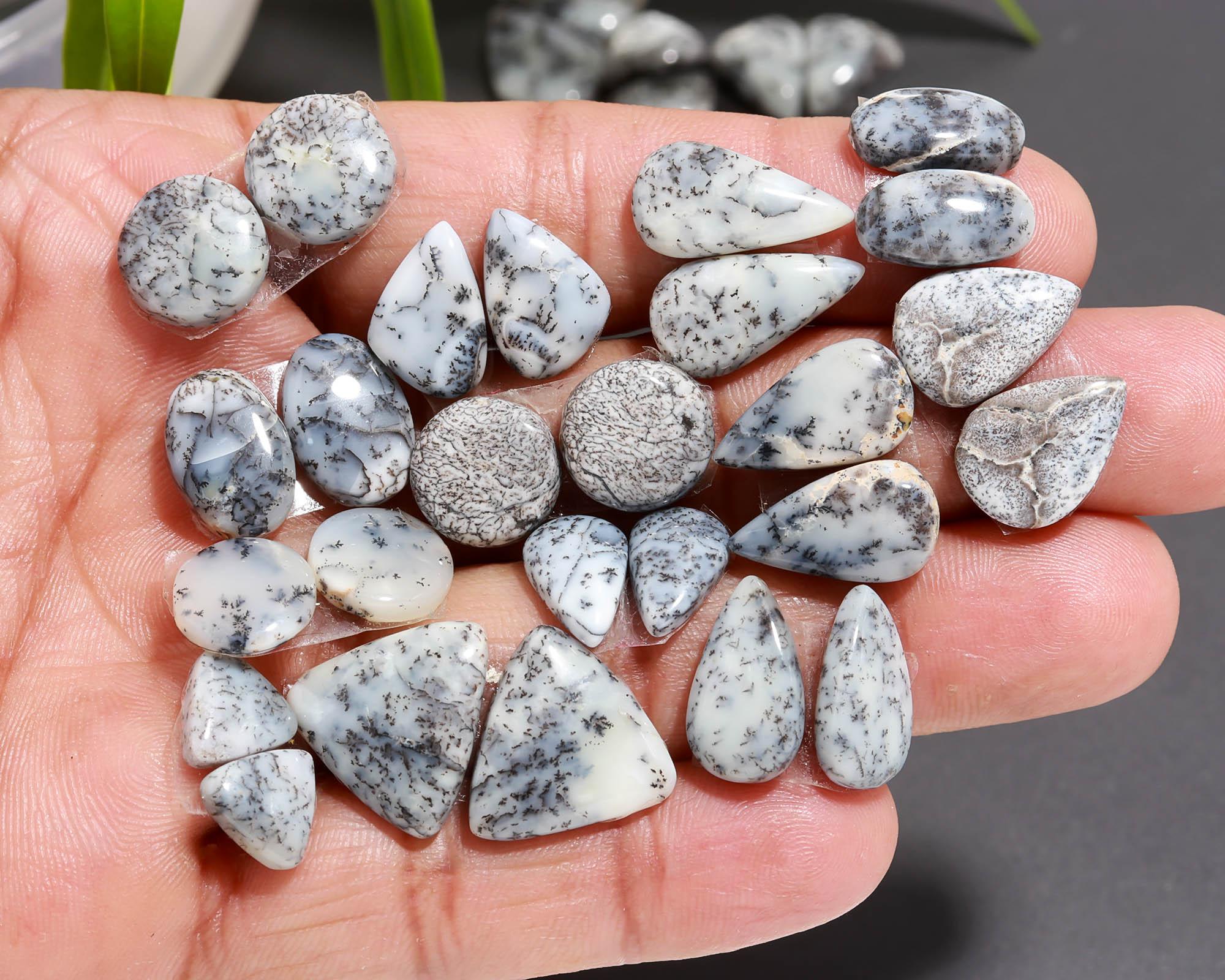 19 Pair 115 Cts  Natural Dendrite Agate Pair Cabochon Lot Loose Gemstones Jewelry Making 16x14 8x8mm 20026