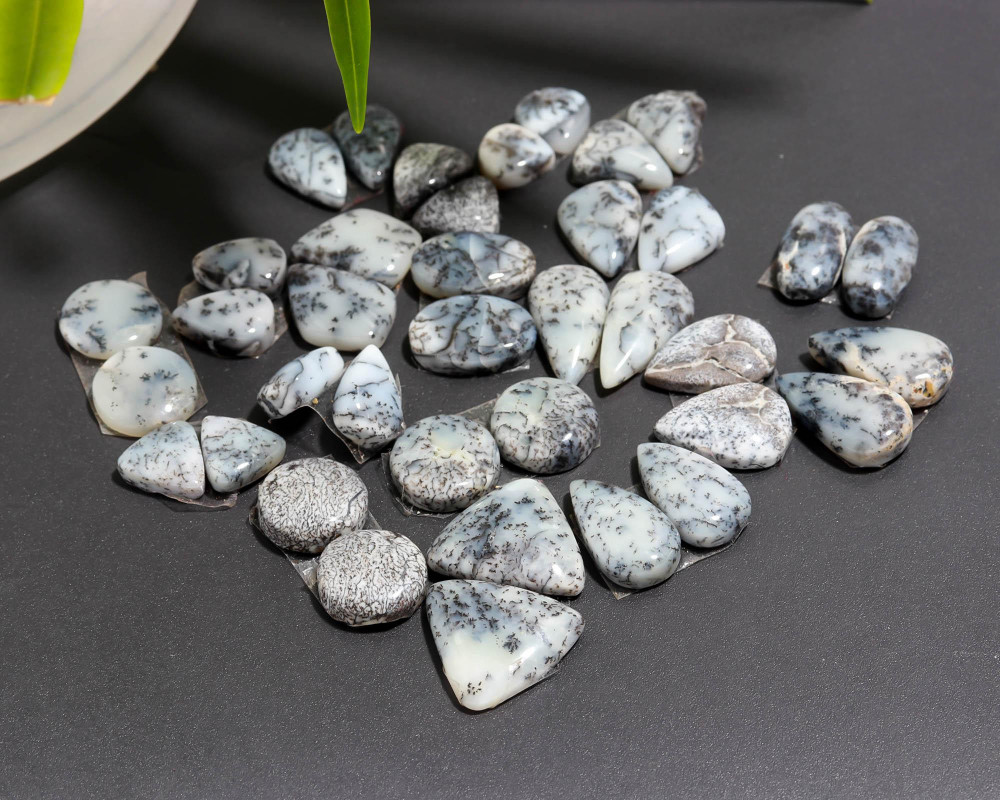 Image of 19 Pair 115 Cts  Natural Dendrite Agate Pair Cabochon Lot Loose Gemstones Jewelry Making 16x14 8x8mm #20026