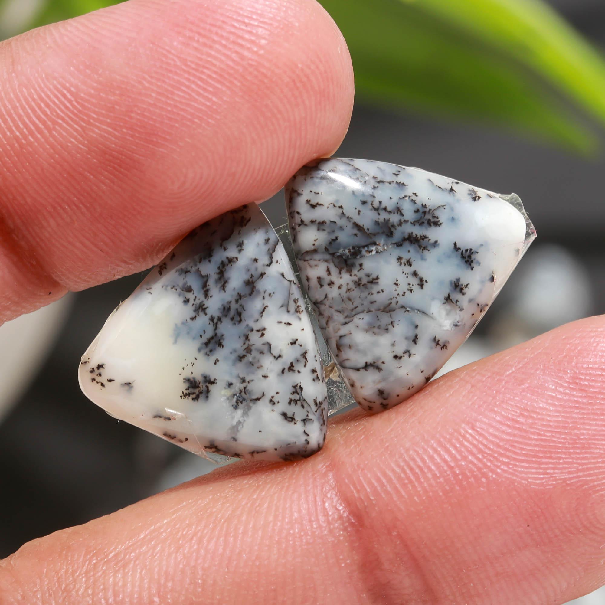 19 Pair 115 Cts  Natural Dendrite Agate Pair Cabochon Lot Loose Gemstones Jewelry Making 16x14 8x8mm 20026
