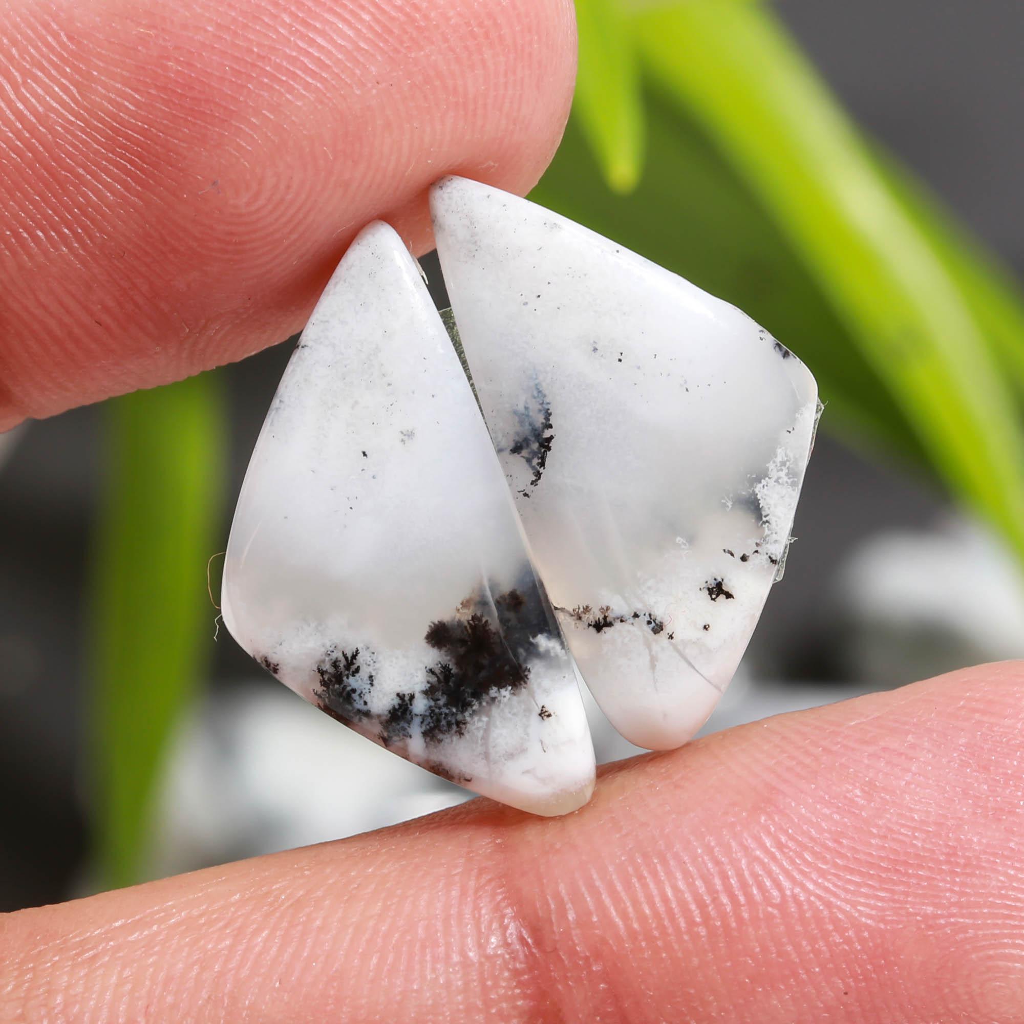 17 Pair 164 Cts  Natural Dendrite Agate Pair Cabochon Lot Loose Gemstones Jewelry Making 22x9 13x8mm 20027