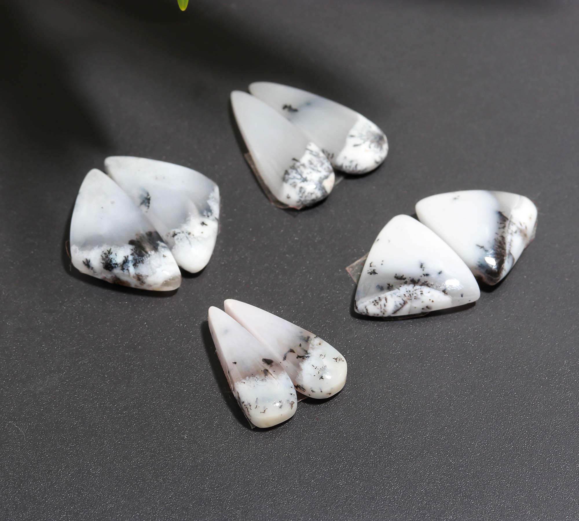 17 Pair 164 Cts Natural Dendrite Agate Pair Cabochon Lot Loose Gemstones Jewelry Making 22x9 13x8mm 20027