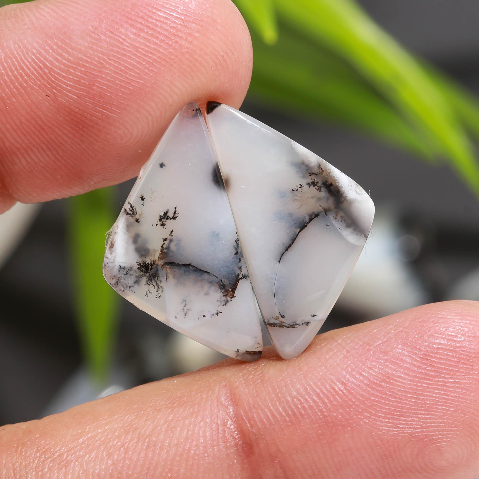 14 Pair 160 Cts Natural Dendrite Agate Pair Cabochon Lot Loose Gemstones Jewelry Making 24x12 15x9mm 20028