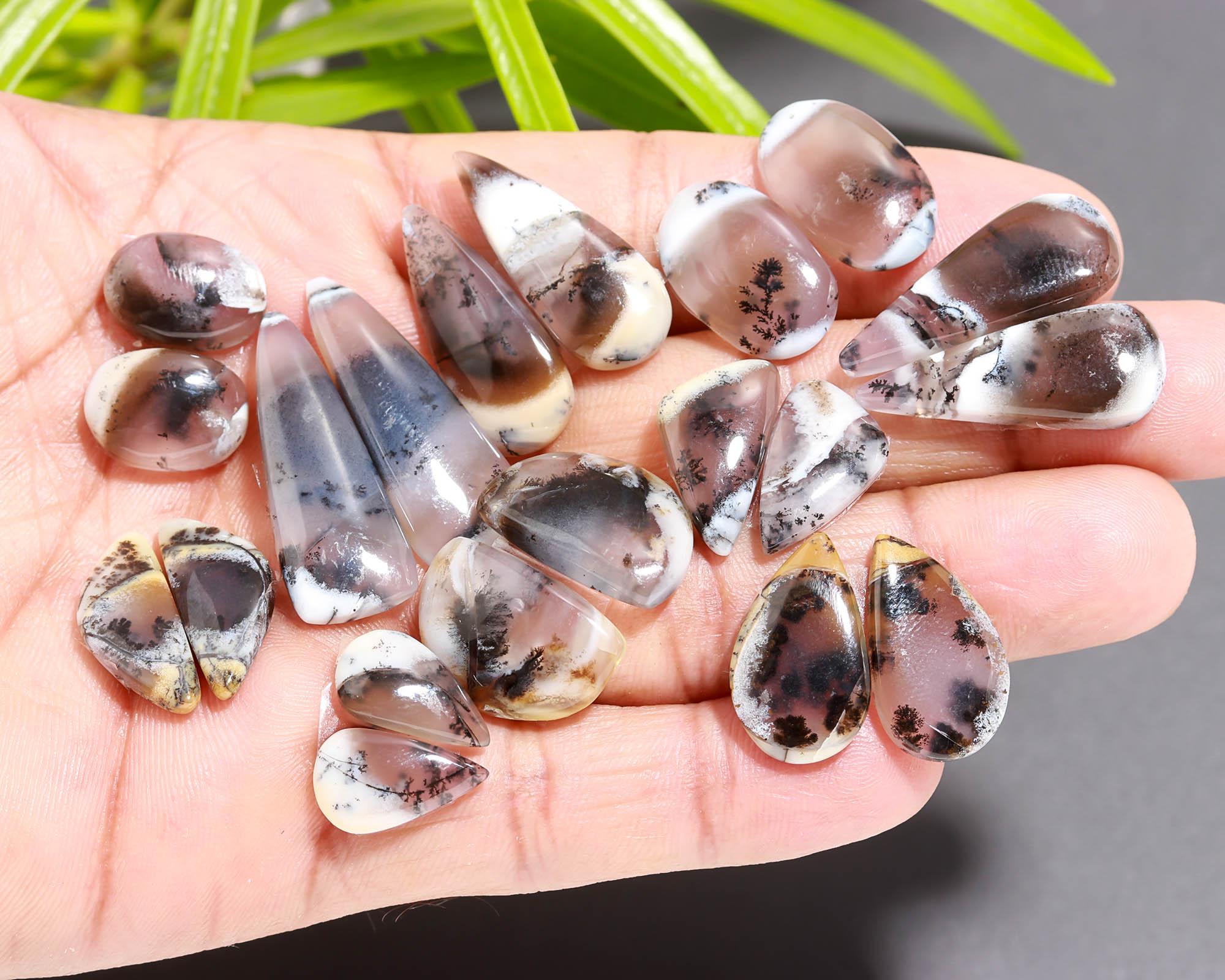 10 Pair 136 Cts  Natural Dendrite Agate Pair Cabochon Lot Loose Gemstones Jewelry Making 29x10 14x8mm 20030