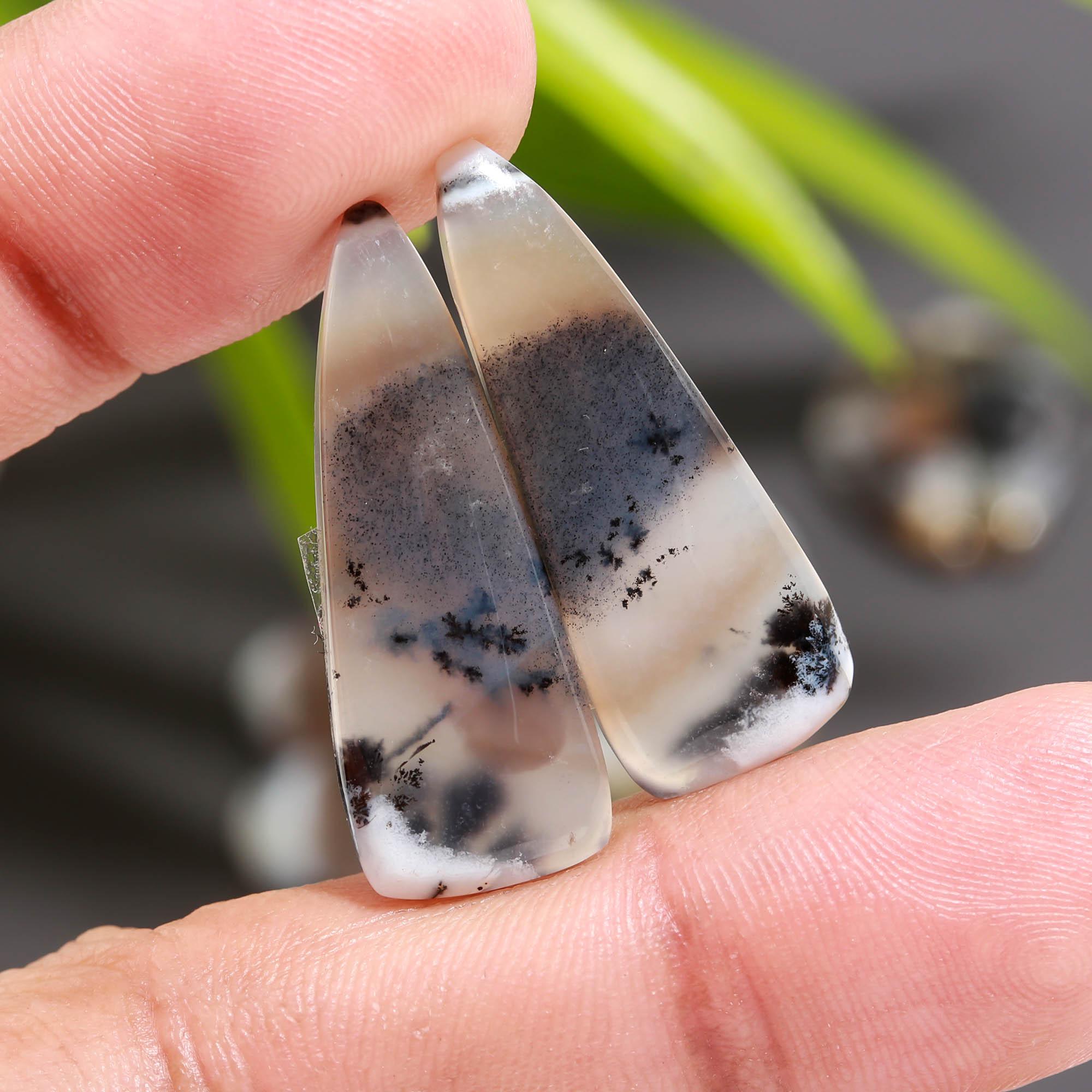 10 Pair 136 Cts Natural Dendrite Agate Pair Cabochon Lot Loose Gemstones Jewelry Making 29x10 14x8mm 20030