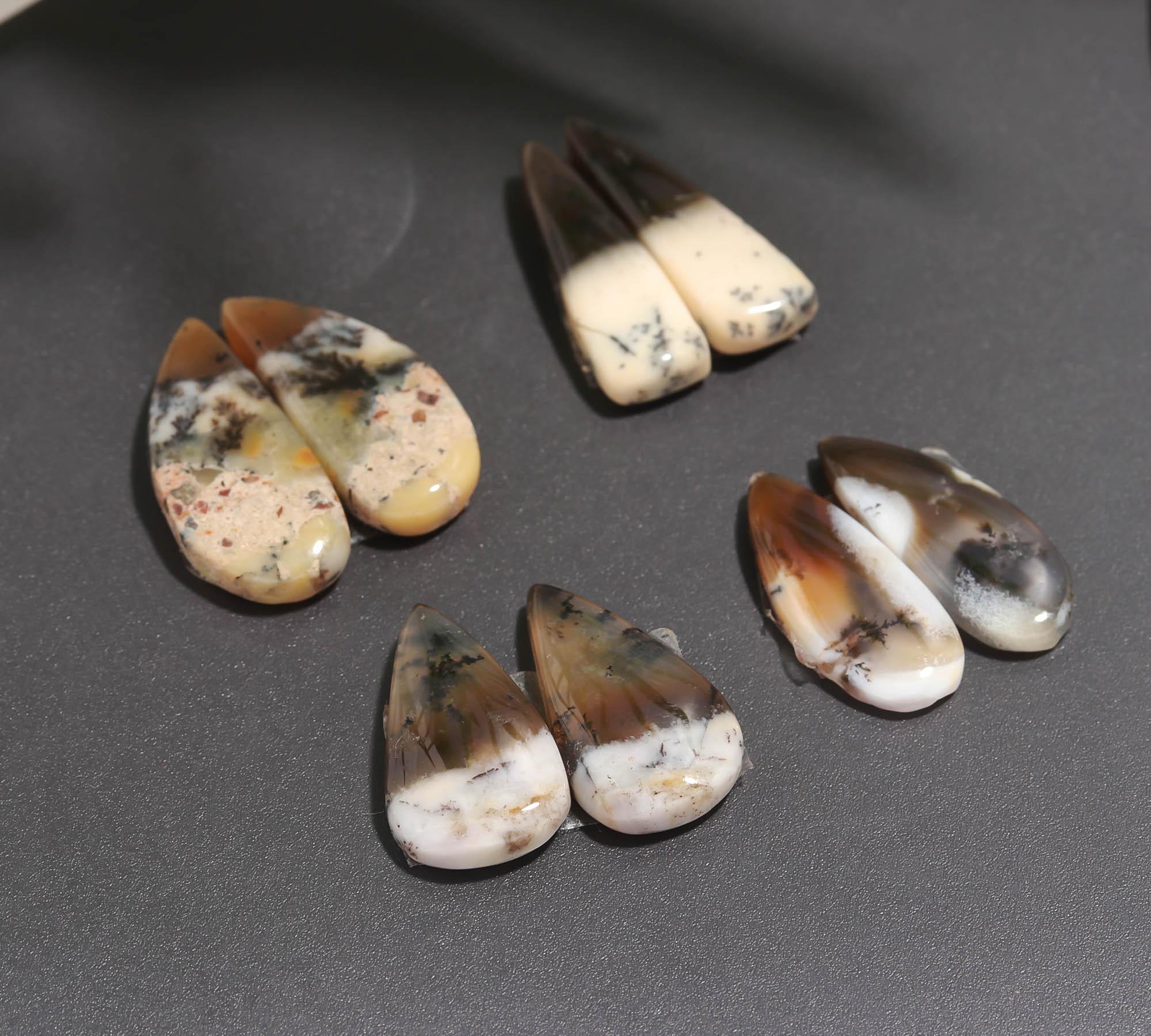12 Pair 142 Cts Natural Dendrite Agate Pair Cabochon Lot Loose Gemstones Jewelry Making 30x10 17x8mm 20031