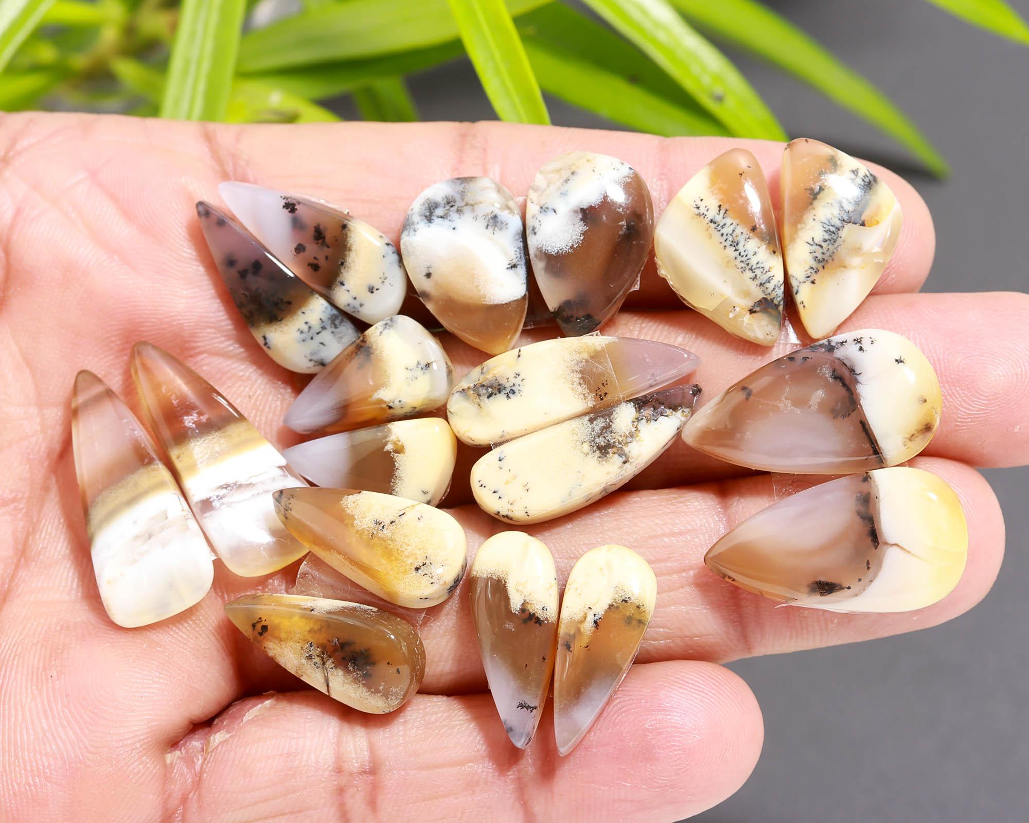 9 Pair 111 Cts  Natural Dendrite Agate Pair Cabochon Lot Loose Gemstones Jewelry Making 23x12 16x8mm 20032