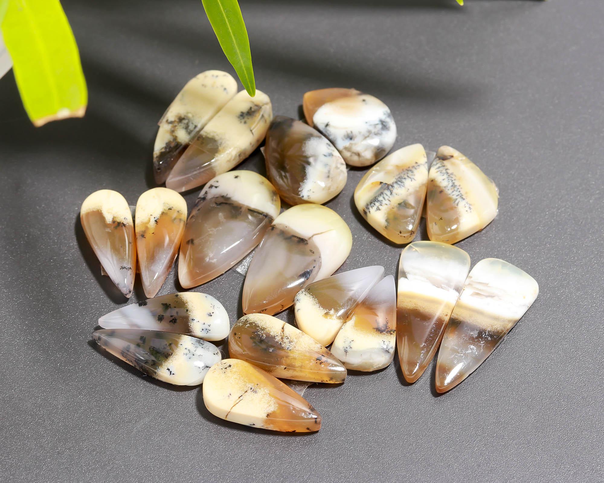 9 Pair 111 Cts Natural Dendrite Agate Pair Cabochon Lot Loose Gemstones Jewelry Making 23x12 16x8mm 20032