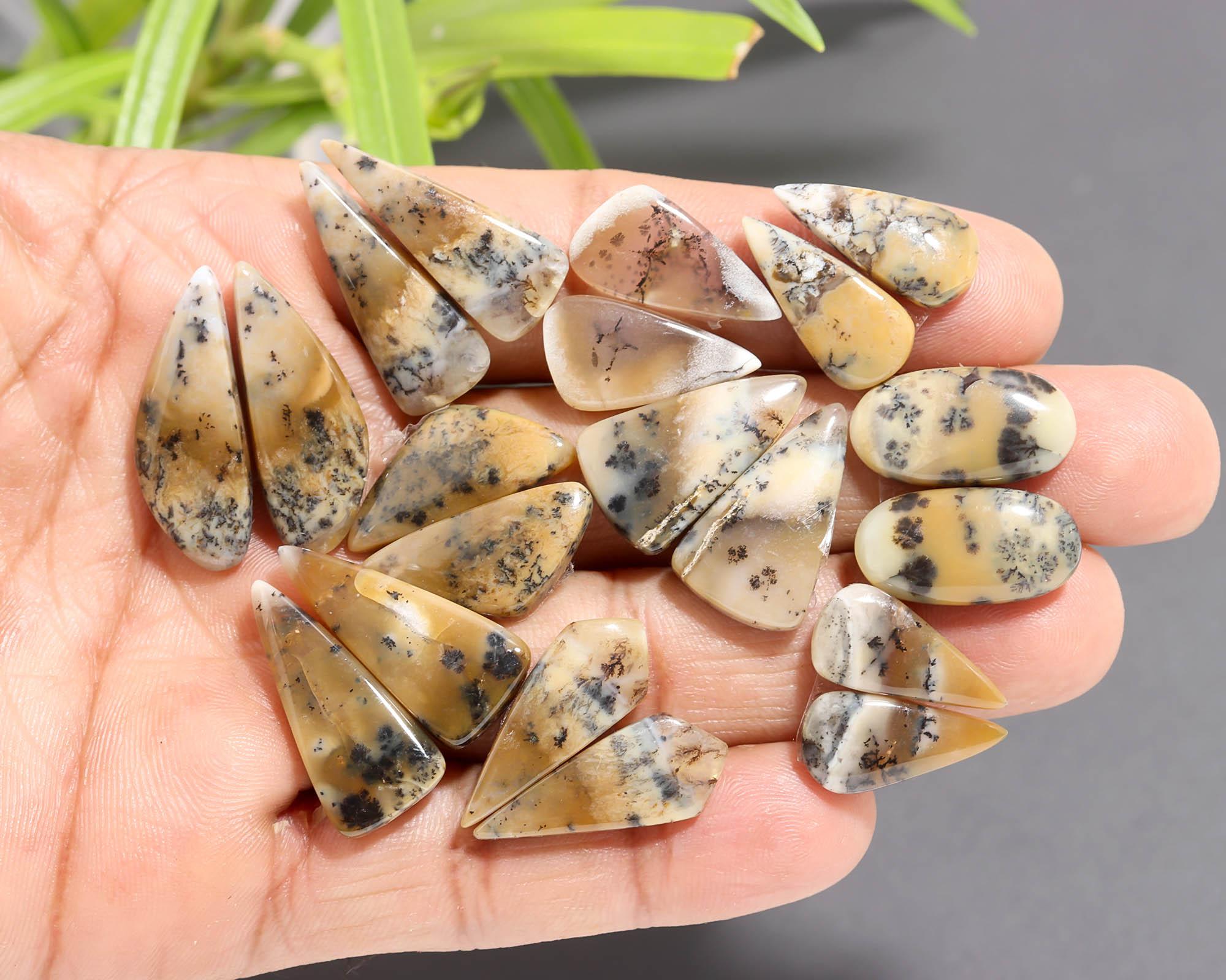 10 Pair 117 Cts  Natural Dendrite Agate Pair Cabochon Lot Loose Gemstones Jewelry Making 26x9 18x8mm 20033