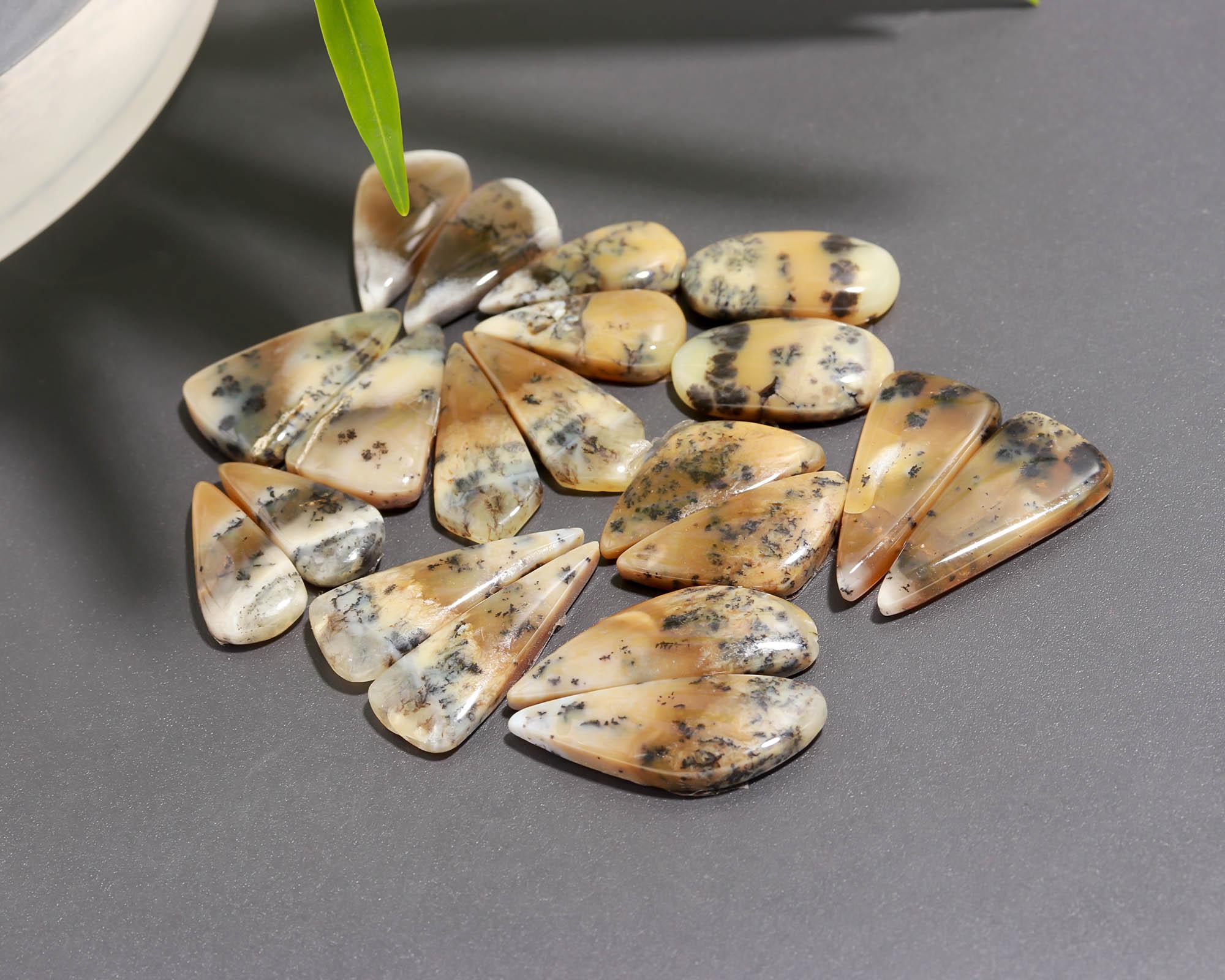 10 Pair 117 Cts  Natural Dendrite Agate Pair Cabochon Lot Loose Gemstones Jewelry Making 26x9 18x8mm 20033