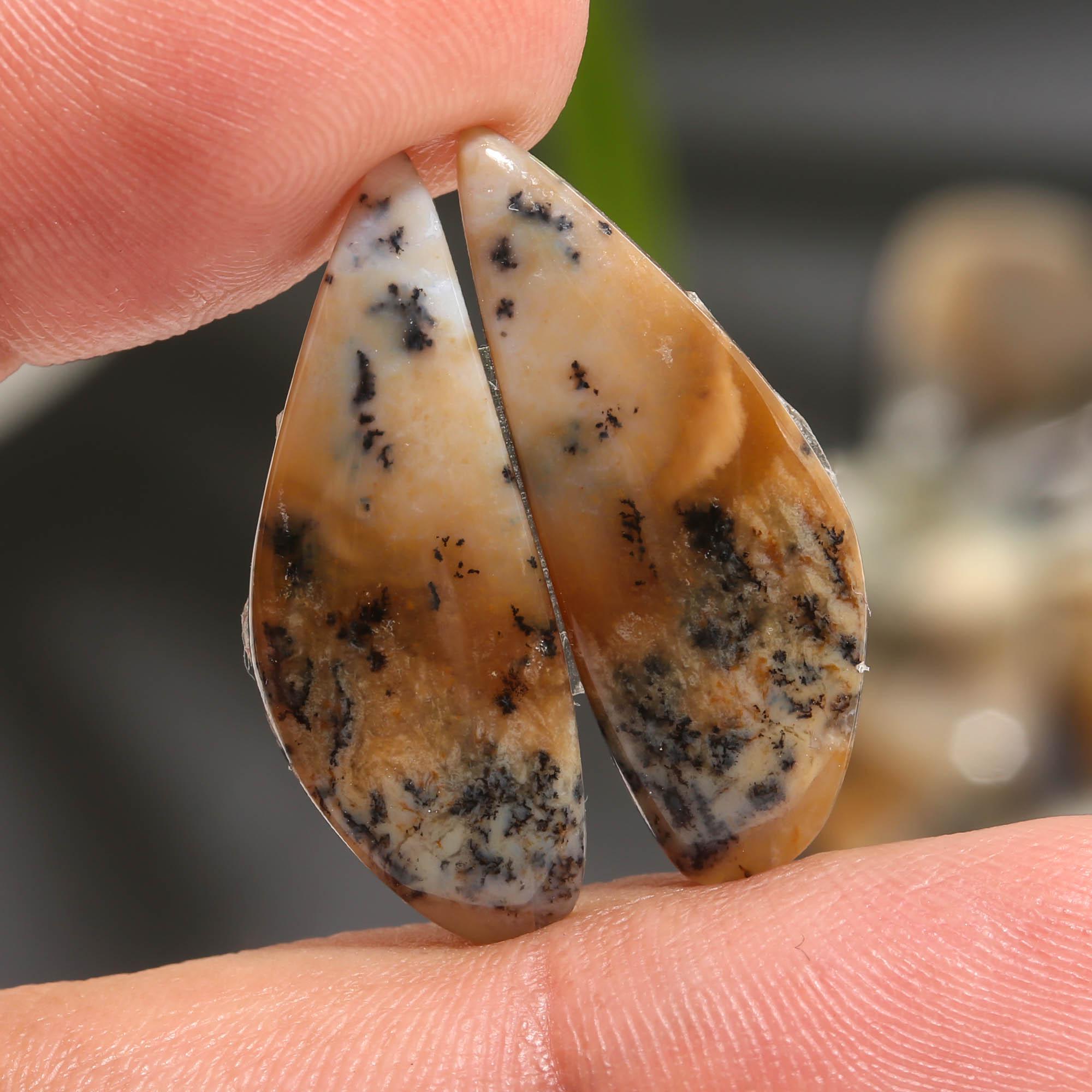10 Pair 117 Cts  Natural Dendrite Agate Pair Cabochon Lot Loose Gemstones Jewelry Making 26x9 18x8mm 20033