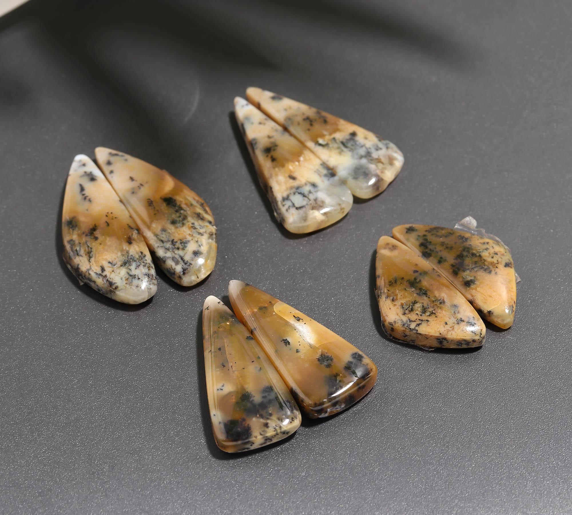 10 Pair 117 Cts Natural Dendrite Agate Pair Cabochon Lot Loose Gemstones Jewelry Making 26x9 18x8mm 20033