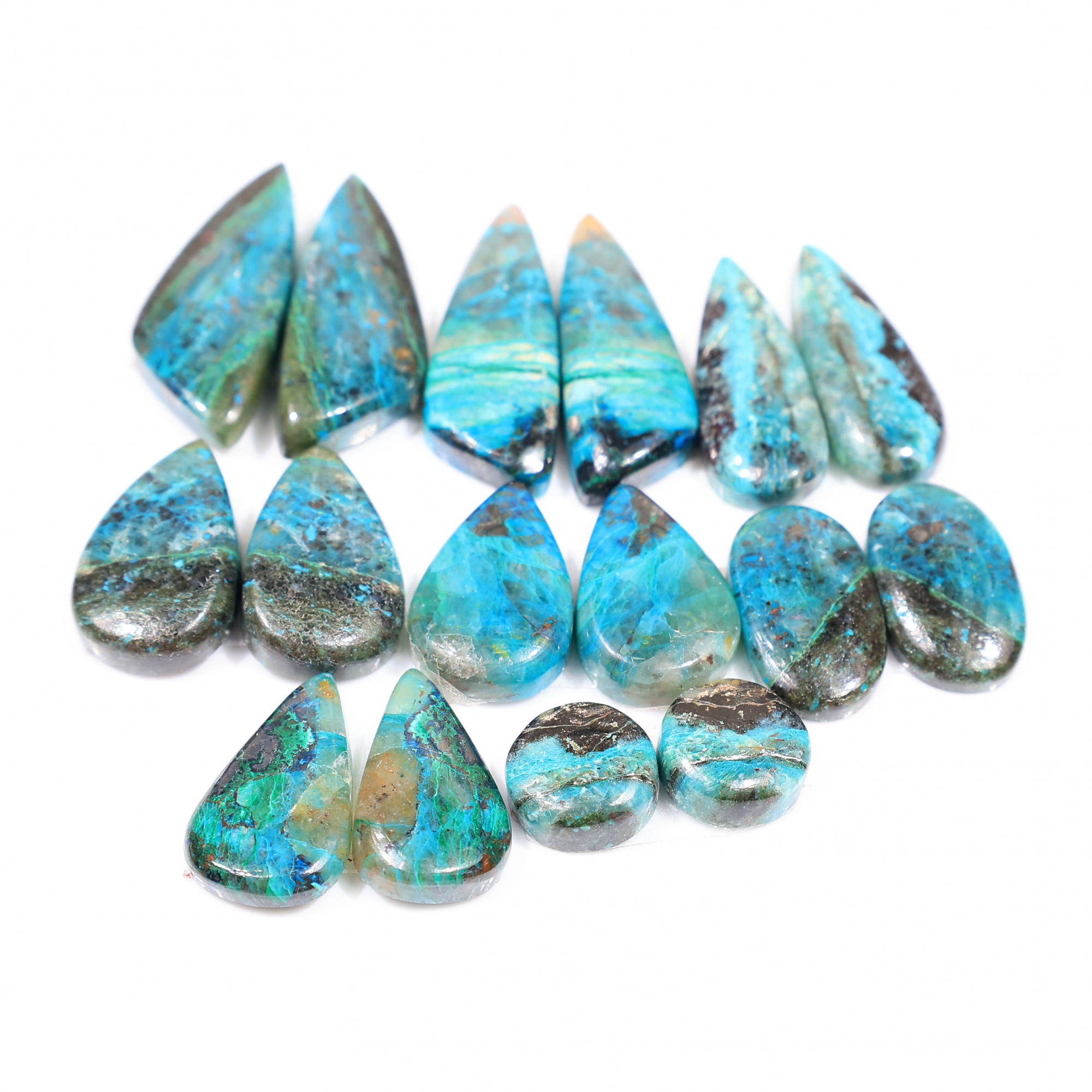 8 Pair 159 Cts Natural chrysocolla Cabochon Gemstone Pairs Lot for Earrings Jewelry Making 29x10 10x10mm 20134
