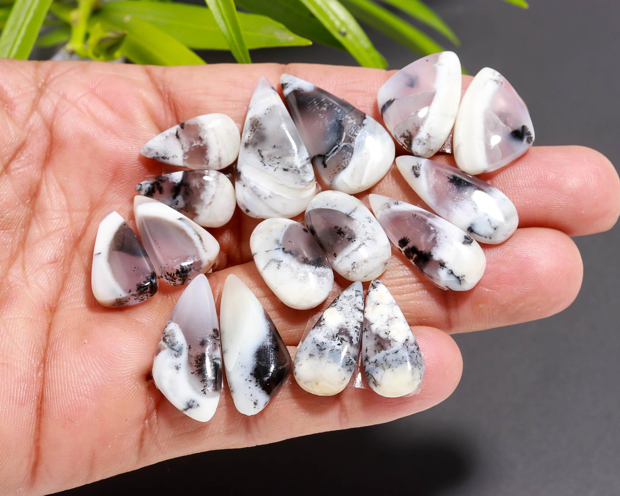 8 Pair 117 Cts  Natural Dendrite Agate Pair Cabochon Lot Loose Gemstones Jewelry Making 24x13 16x9mm 20035