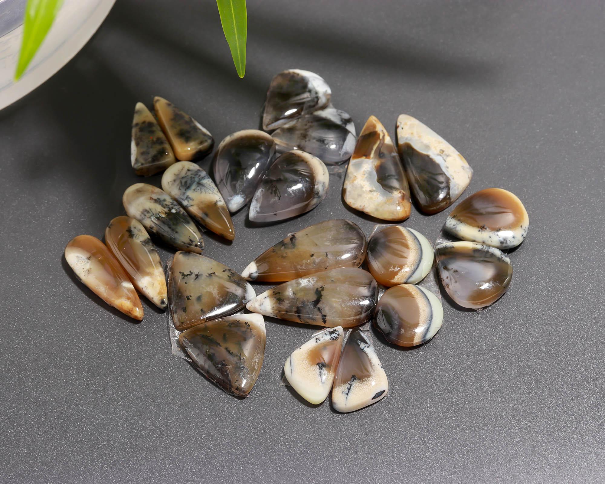 11 Pair 101 Cts  Natural Dendrite Agate Pair Cabochon Lot Loose Gemstones Jewelry Making 20x11 11x11mm 20036
