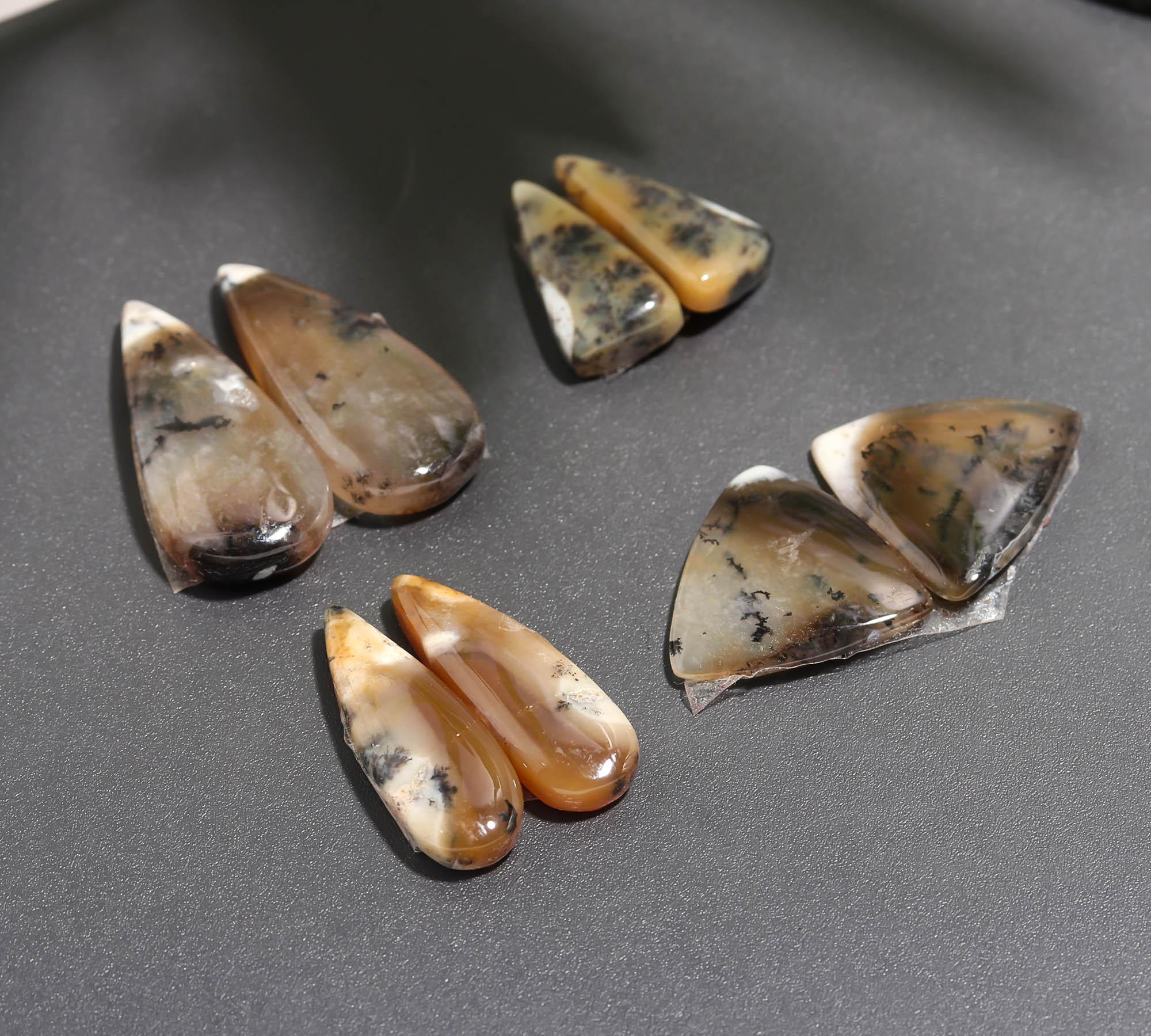 11 Pair 101 Cts Natural Dendrite Agate Pair Cabochon Lot Loose Gemstones Jewelry Making 20x11 11x11mm 20036