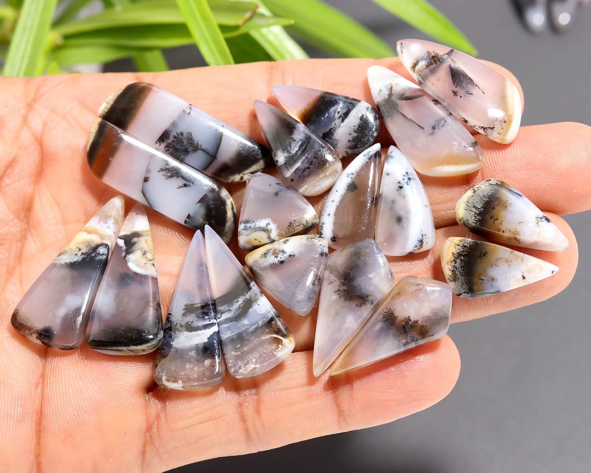 11 Pair 186 Cts Natural Dendrite Agate Pair Cabochon Lot Loose Gemstones Jewelry Making 29x9 14x14mm 20037