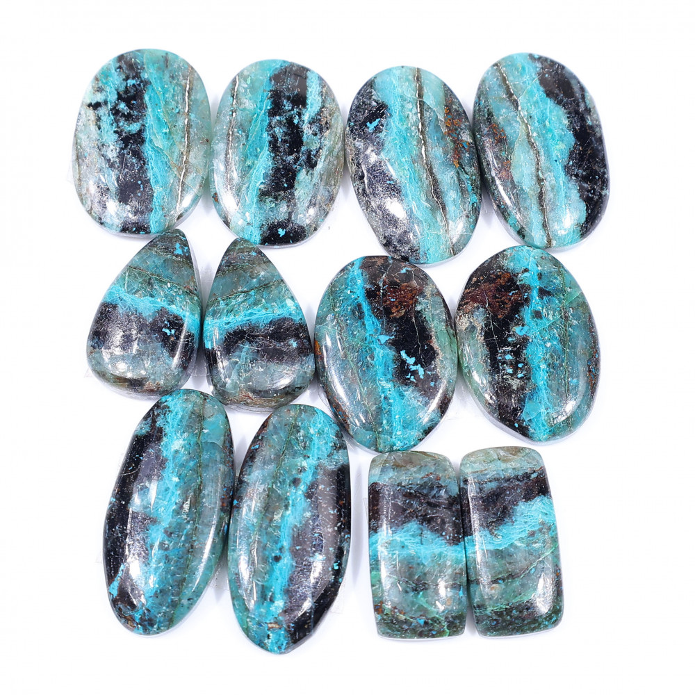 Image of 6 Pair 148 Cts  Natural chrysocolla Cabochon Gemstone Pairs Lot for Earrings Jewelry Making 26x12 19x11mm #20137