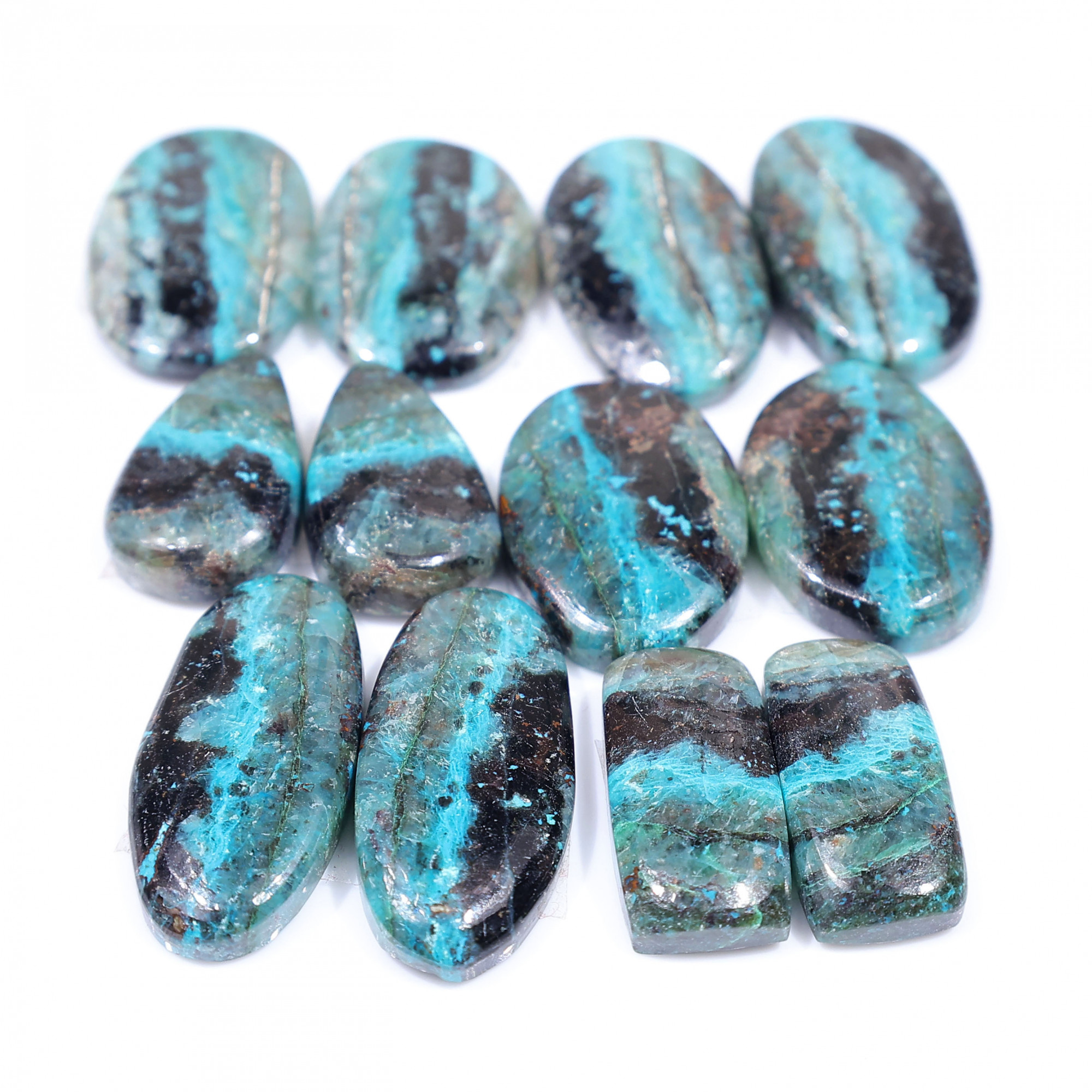 6 Pair 148 Cts Natural chrysocolla Cabochon Gemstone Pairs Lot for Earrings Jewelry Making 26x12 19x11mm 20137