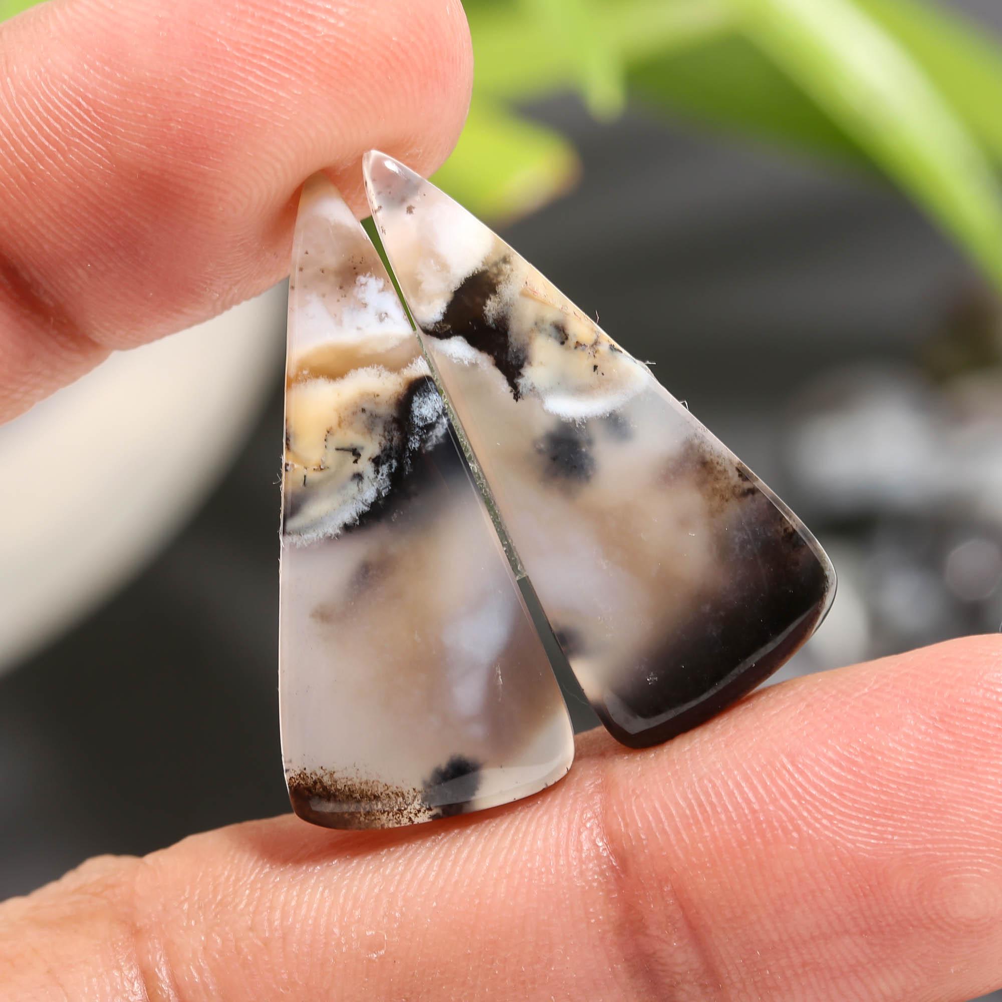 11 Pair 186 Cts  Natural Dendrite Agate Pair Cabochon Lot Loose Gemstones Jewelry Making 29x9 14x14mm 20037