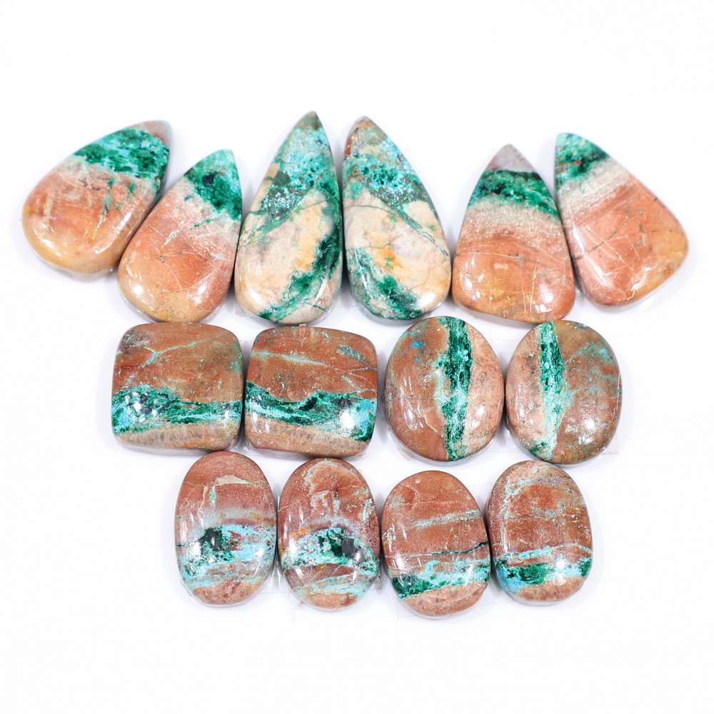 Image of 7 Pair 121 Cts  Natural chrysocolla Cabochon Gemstone Pairs Lot for Earrings Jewelry Making 22x10 14x9mm #20139