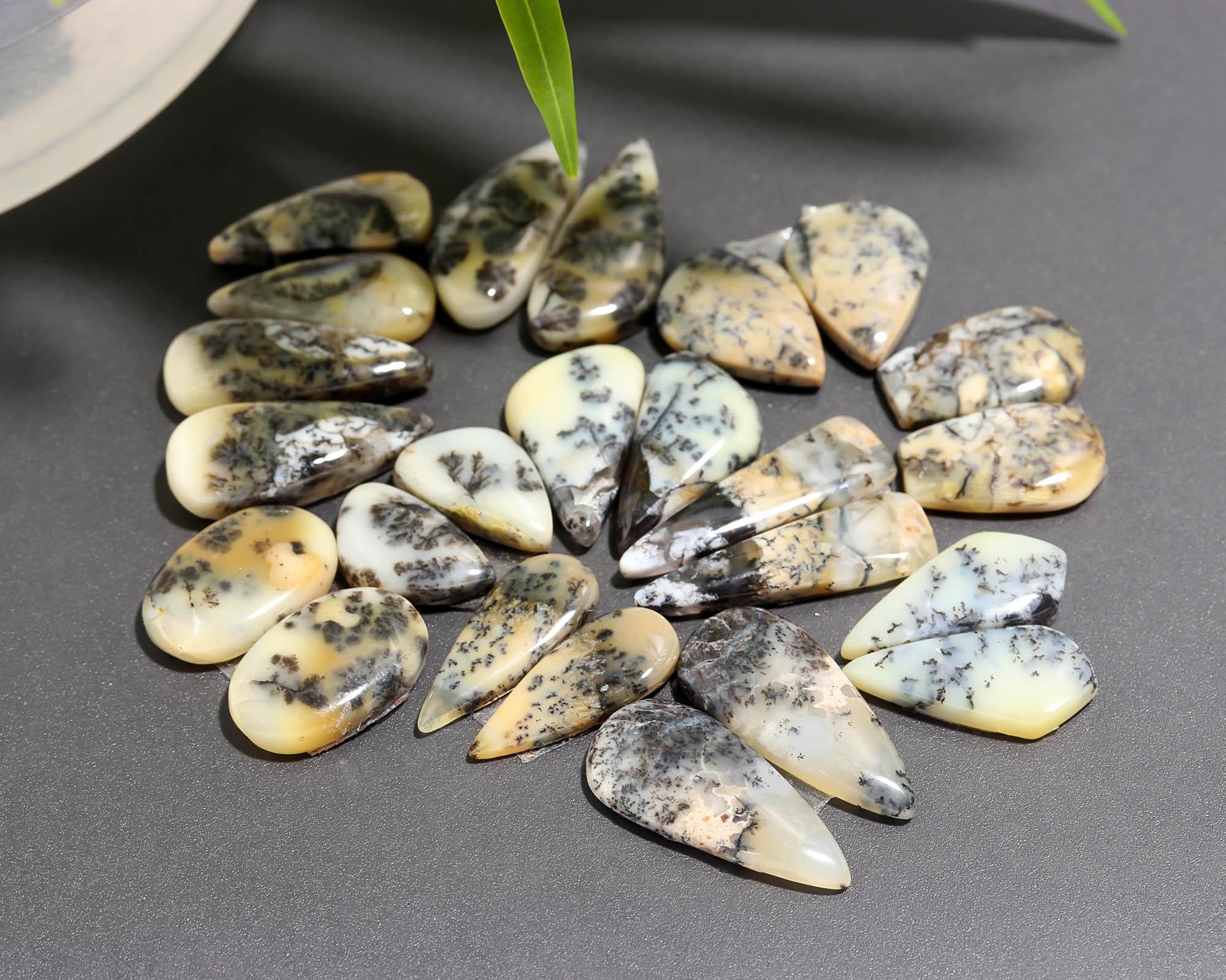 12 Pair 128 Cts  Natural Dendrite Agate Pair Cabochon Lot Loose Gemstones Jewelry Making 24x10 14x9mm 20039