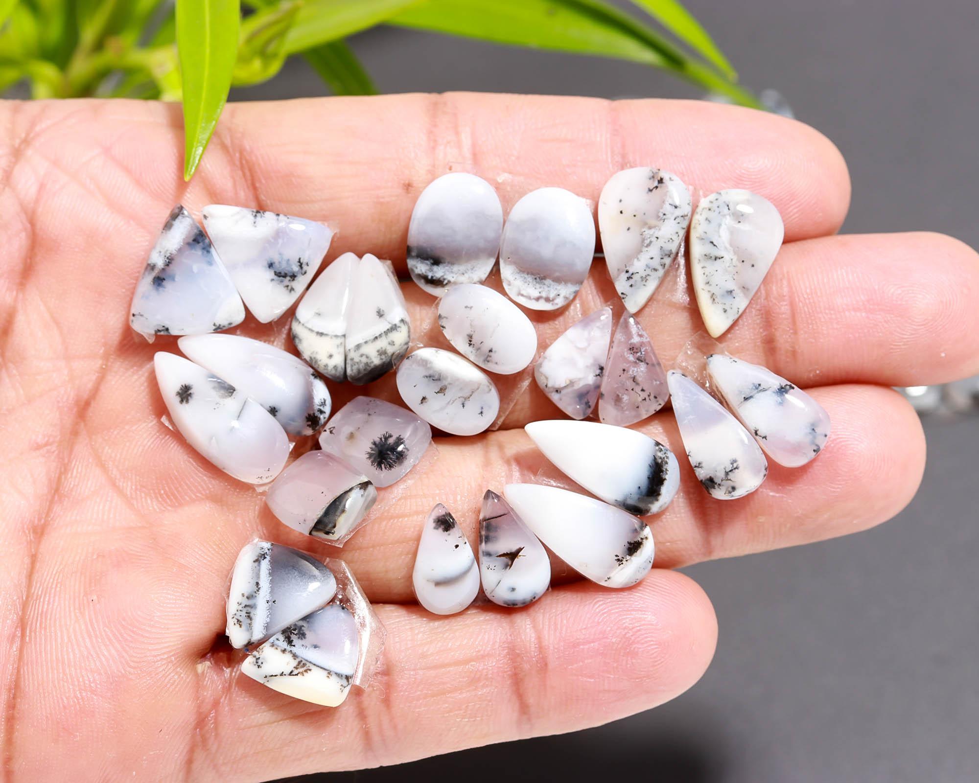 18 Pair 111 Cts  Natural Dendrite Agate Pair Cabochon Lot Loose Gemstones Jewelry Making 16x6 11x6mm 20040