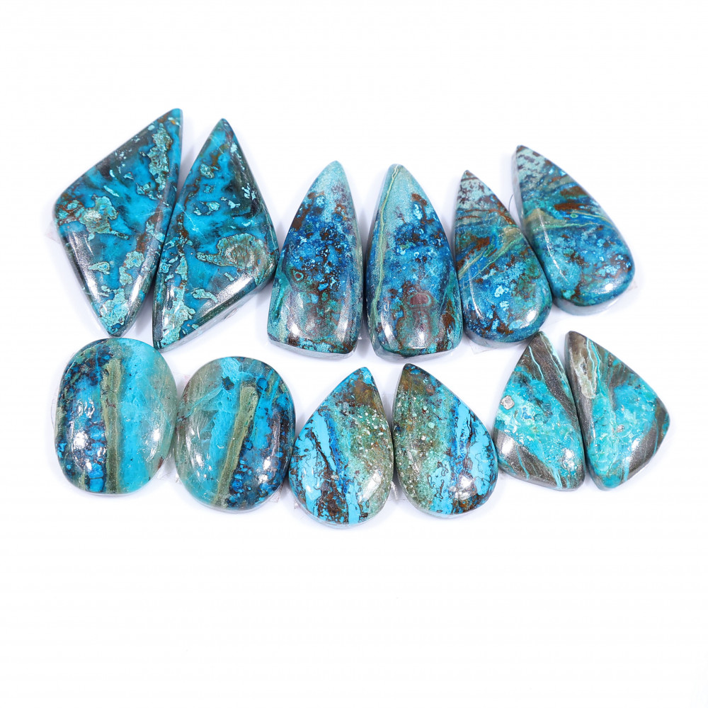 Image of 6 Pair 110 Cts  Natural chrysocolla Cabochon Gemstone Pairs Lot for Earrings Jewelry Making 28x12 17x10mm #20140
