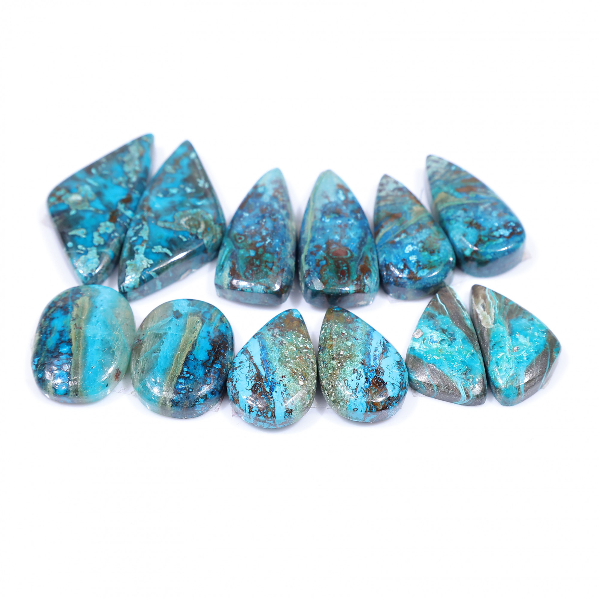 6 Pair 110 Cts Natural chrysocolla Cabochon Gemstone Pairs Lot for Earrings Jewelry Making 28x12 17x10mm 20140