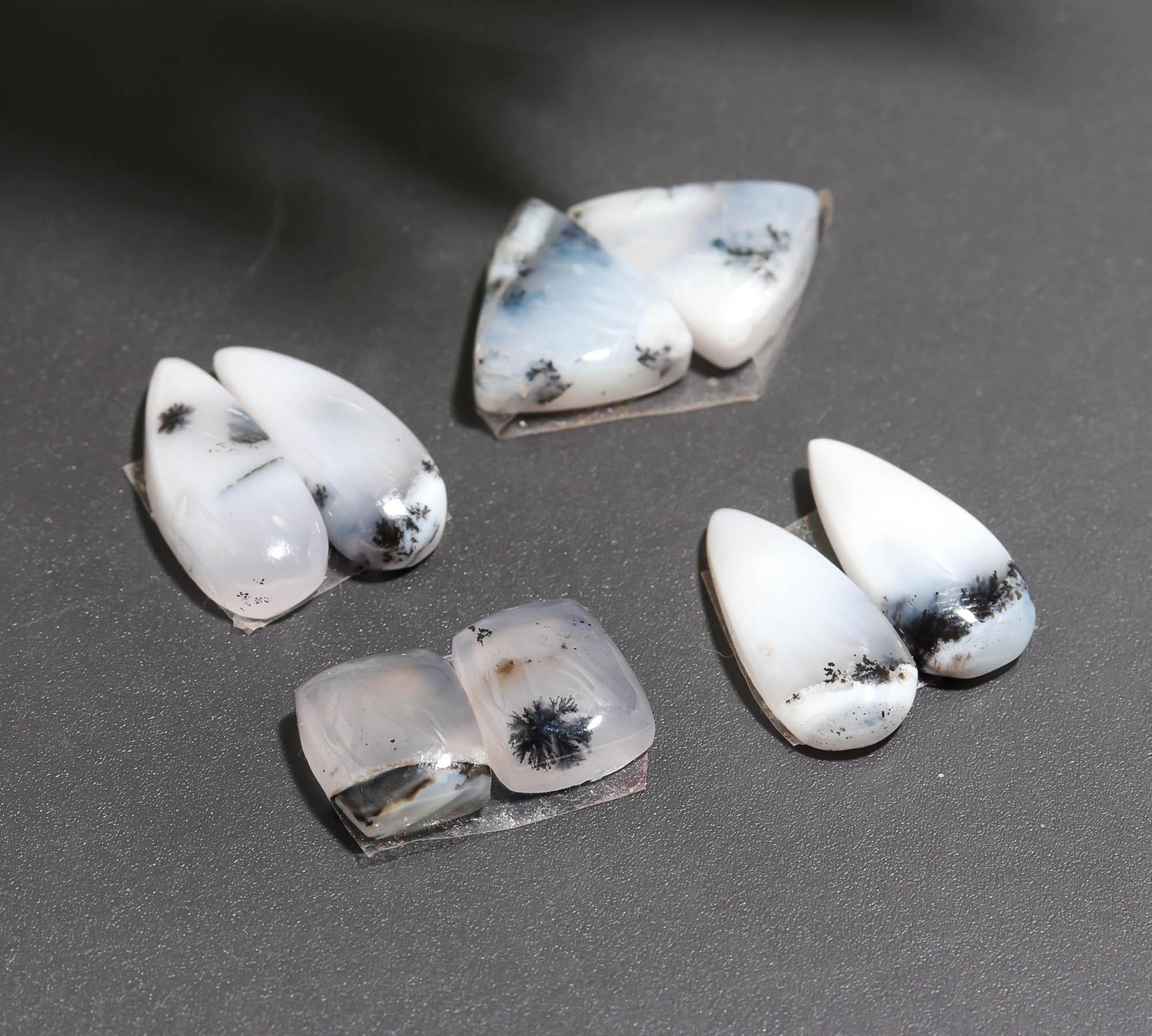 18 Pair 111 Cts  Natural Dendrite Agate Pair Cabochon Lot Loose Gemstones Jewelry Making 16x6 11x6mm 20040