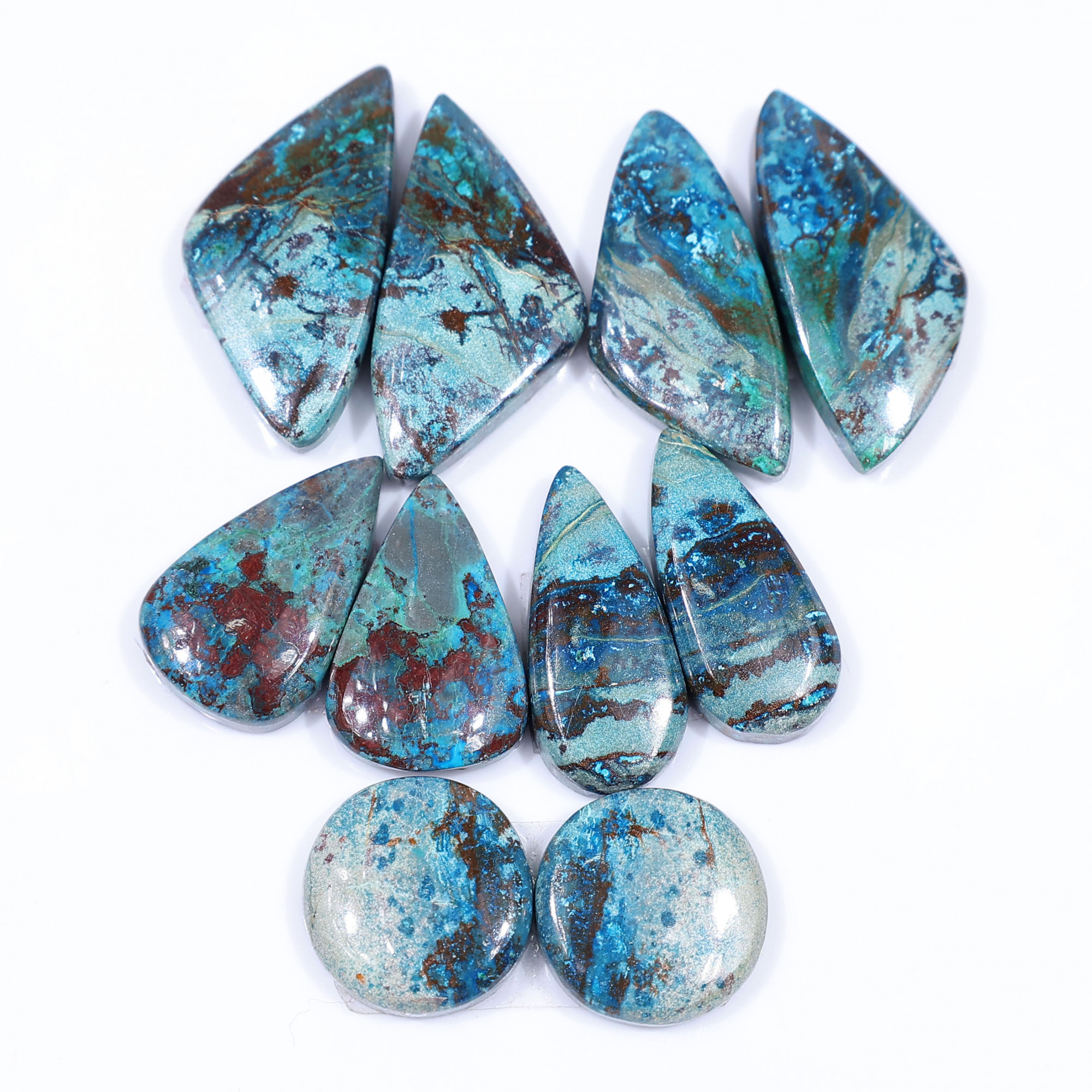 5 Pair 113 Cts Natural chrysocolla Cabochon Gemstone Pairs Lot for Earrings Jewelry Making 27x12 14x14mm 20141
