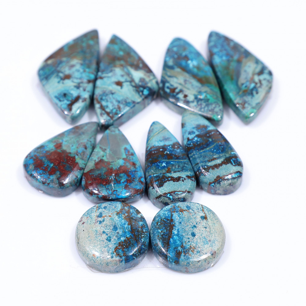 Image of 5 Pair 113 Cts  Natural chrysocolla Cabochon Gemstone Pairs Lot for Earrings Jewelry Making 27x12 14x14mm #20141