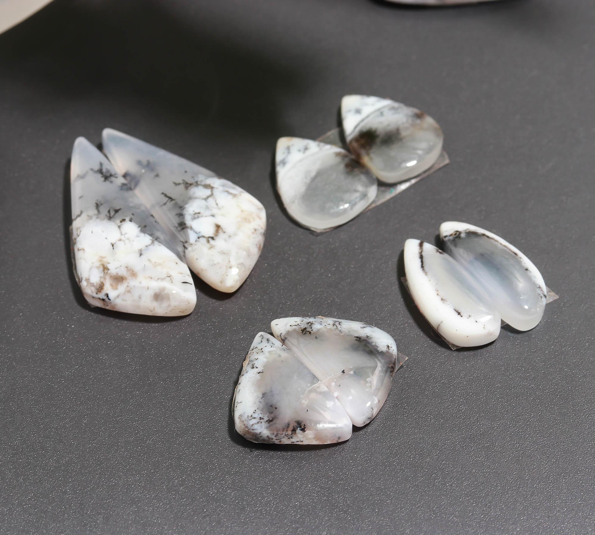 10 Pair 105 Cts Natural Dendrite Agate Pair Cabochon Lot Loose Gemstones Jewelry Making 27x11 14x8mm 20041