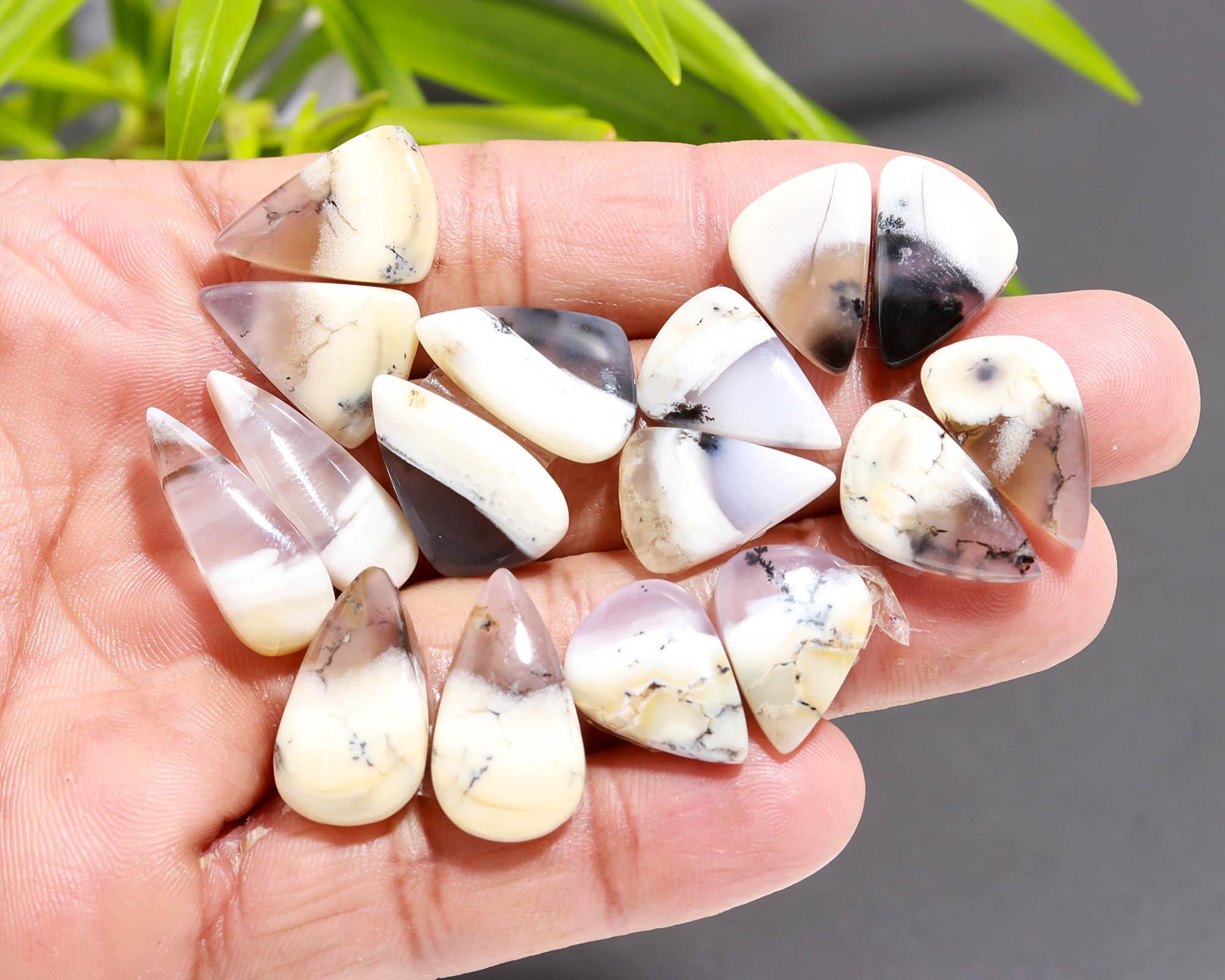 8 Pair 98 Cts Natural Dendrite Agate Pair Cabochon Lot Loose Gemstones Jewelry Making 22x8 16x11mm 20042