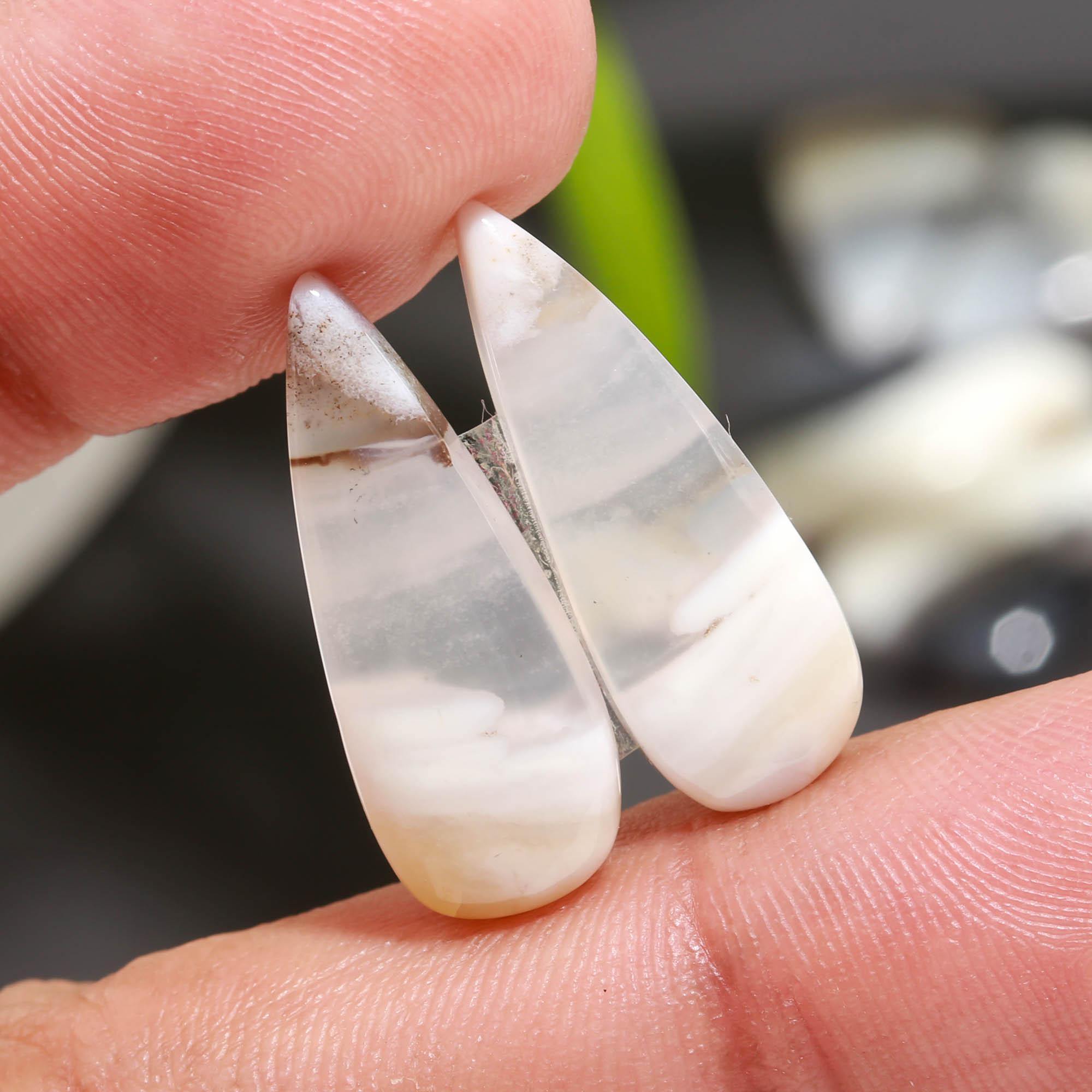 8 Pair 98 Cts  Natural Dendrite Agate Pair Cabochon Lot Loose Gemstones Jewelry Making 22x8 16x11mm 20042