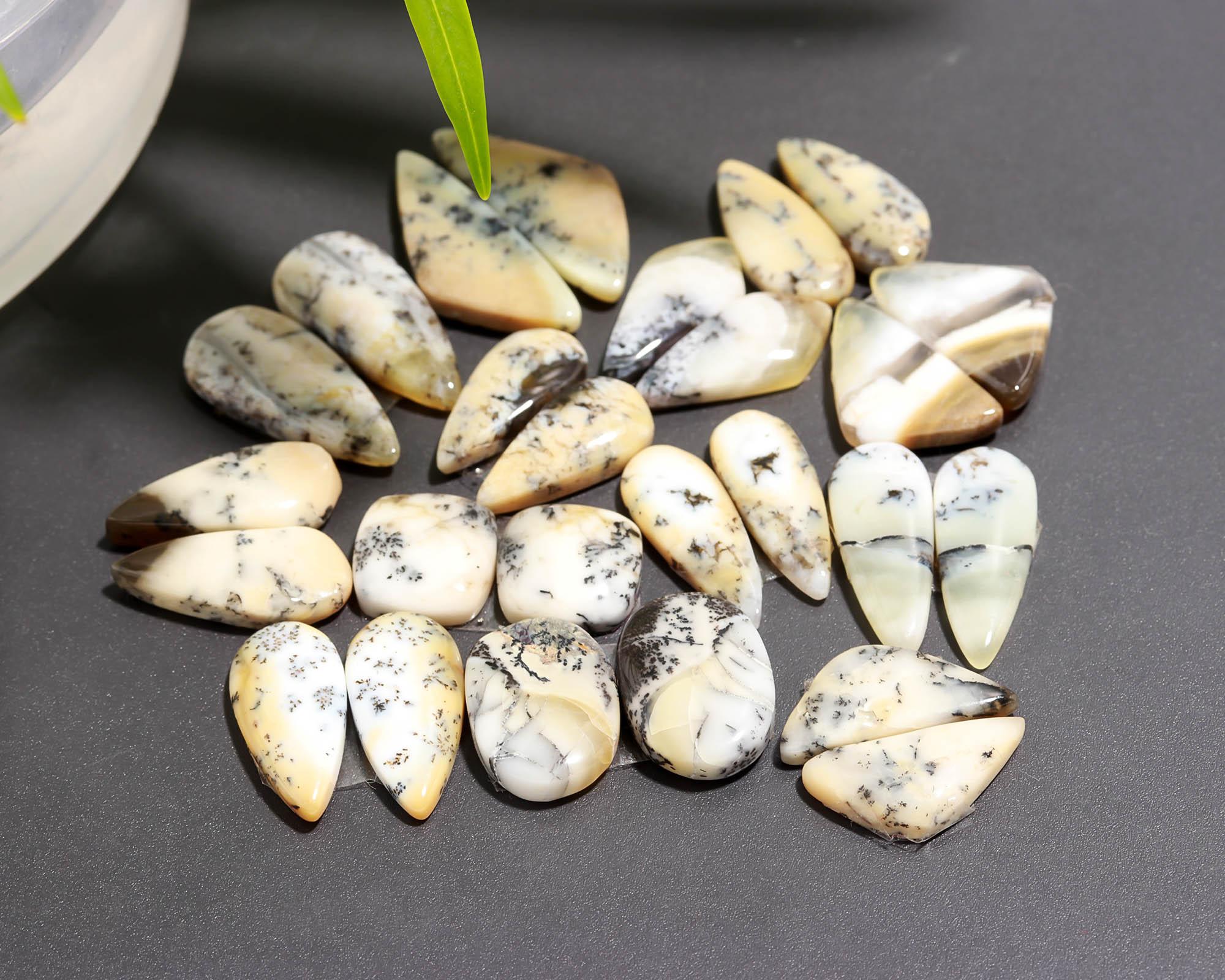 13 Pair 125 Cts Natural Dendrite Agate Pair Cabochon Lot Loose Gemstones Jewelry Making 24x10 11x11mm 20043