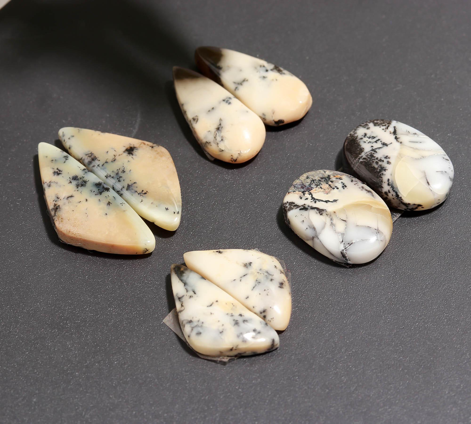 13 Pair 125 Cts  Natural Dendrite Agate Pair Cabochon Lot Loose Gemstones Jewelry Making 24x10 11x11mm 20043