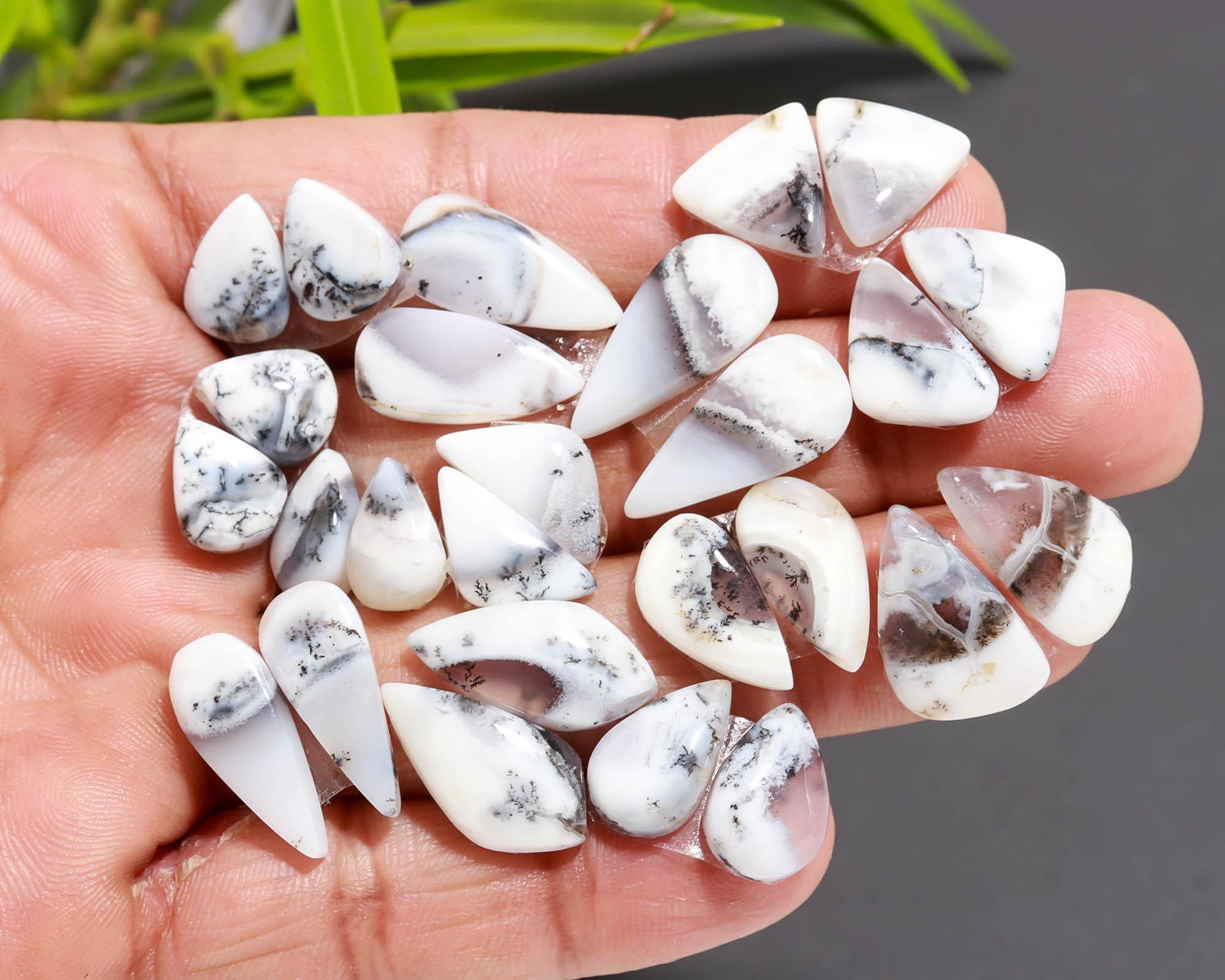 13 Pair 86 Cts Natural Dendrite Agate Pair Cabochon Lot Loose Gemstones Jewelry Making 18x7 10x7mm 20044