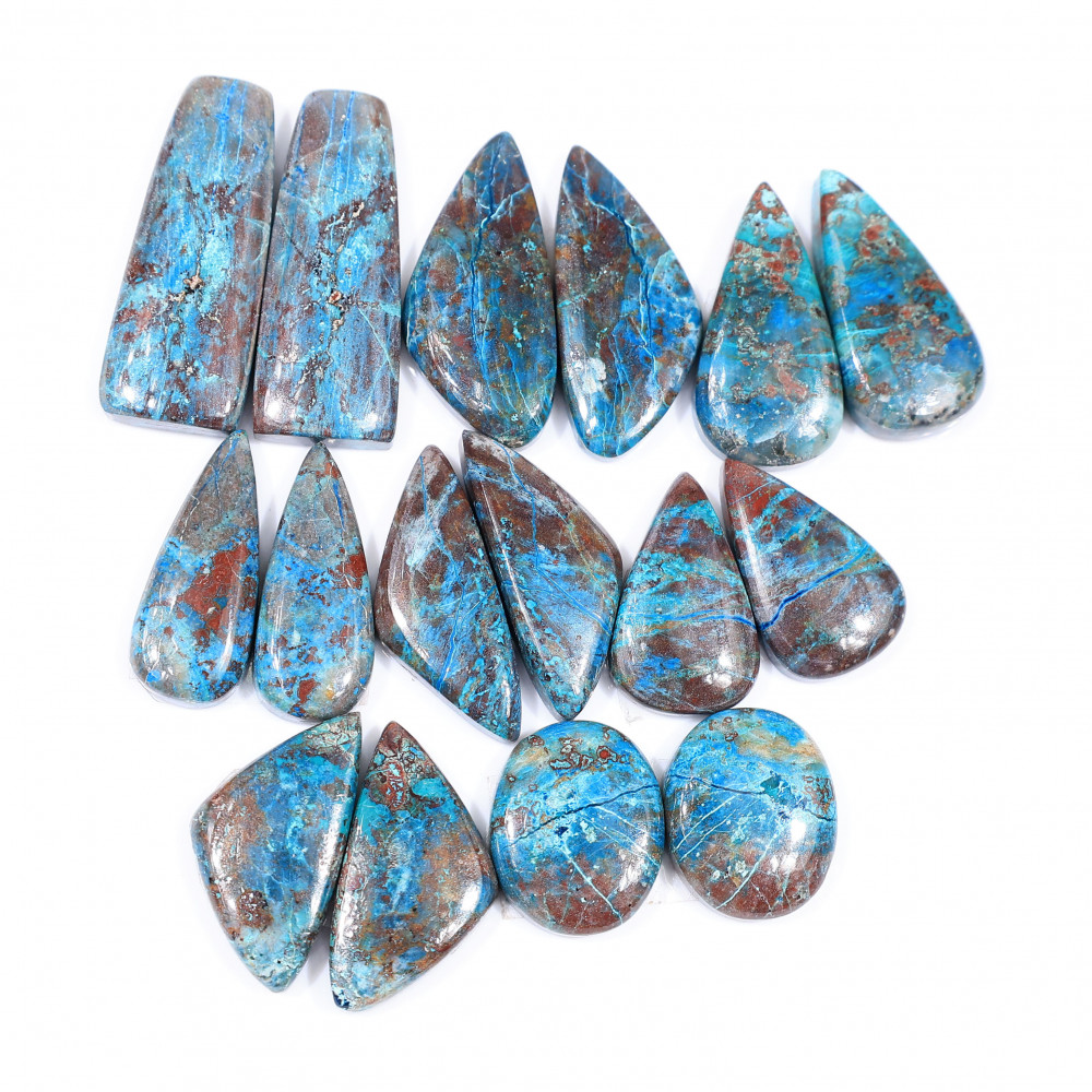 Image of 8 Pair 202 Cts  Natural chrysocolla Cabochon Gemstone Pairs Lot for Earrings Jewelry Making 31x12 21x12mm #20145