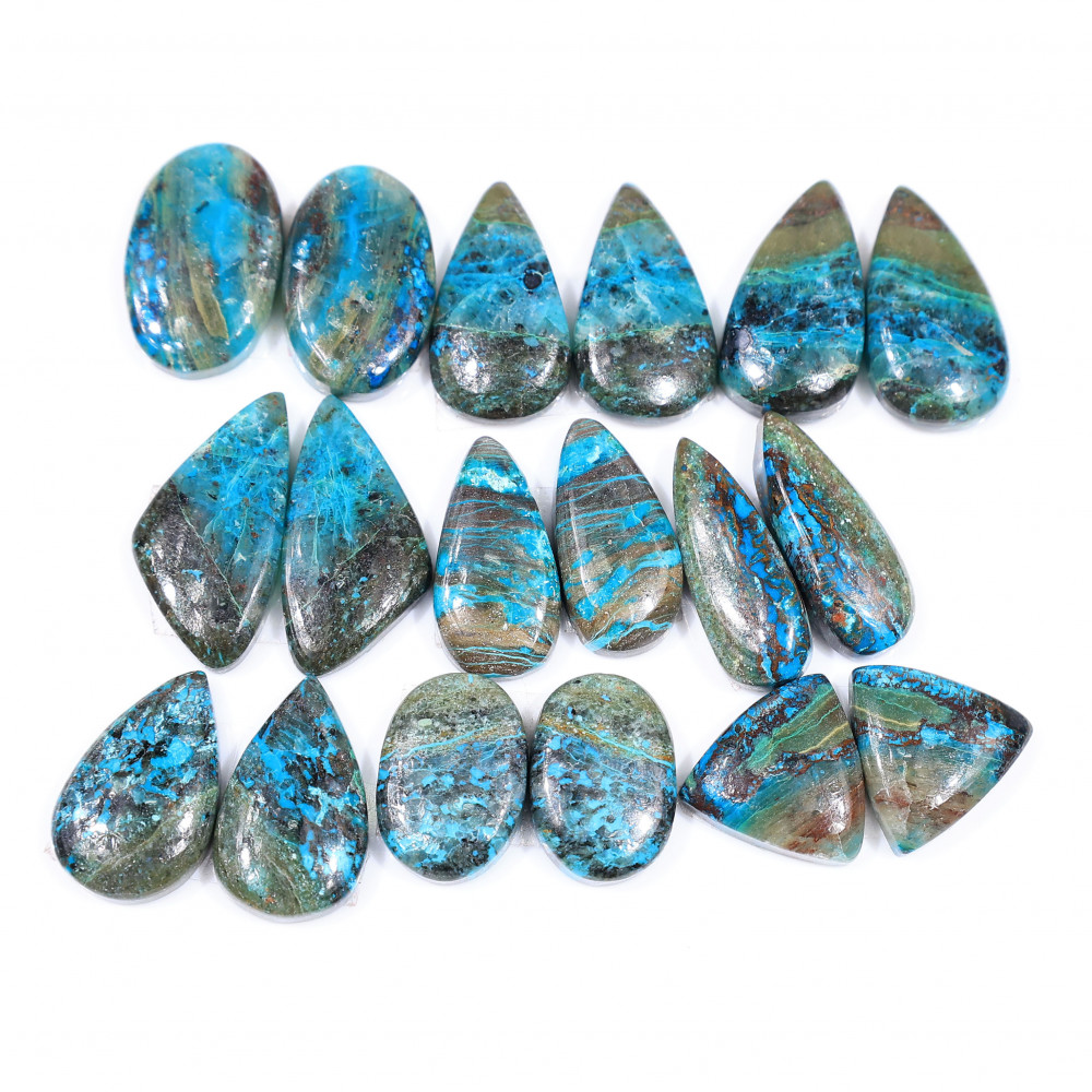 Image of 9 Pair 146 Cts  Natural chrysocolla Cabochon Gemstone Pairs Lot for Earrings Jewelry Making 22x11 15x11mm #20146