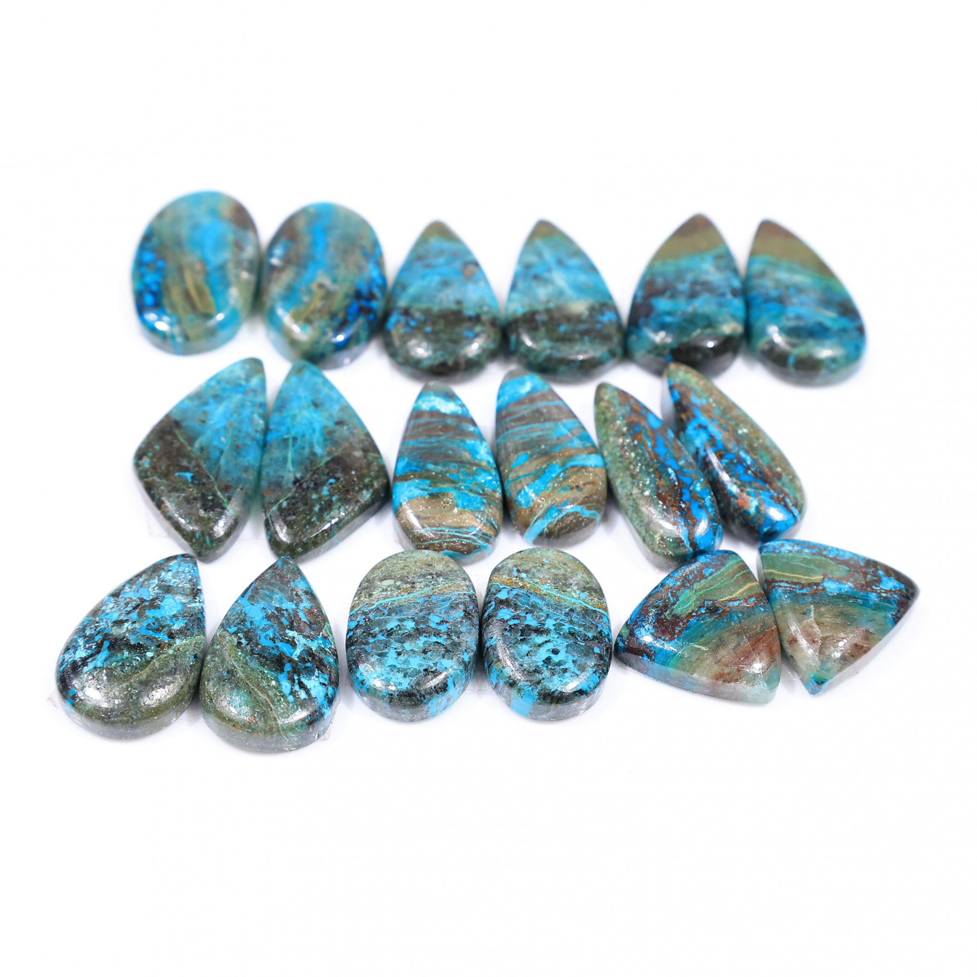 9 Pair 146 Cts  Natural chrysocolla Cabochon Gemstone Pairs Lot for Earrings Jewelry Making 22x11 15x11mm 20146