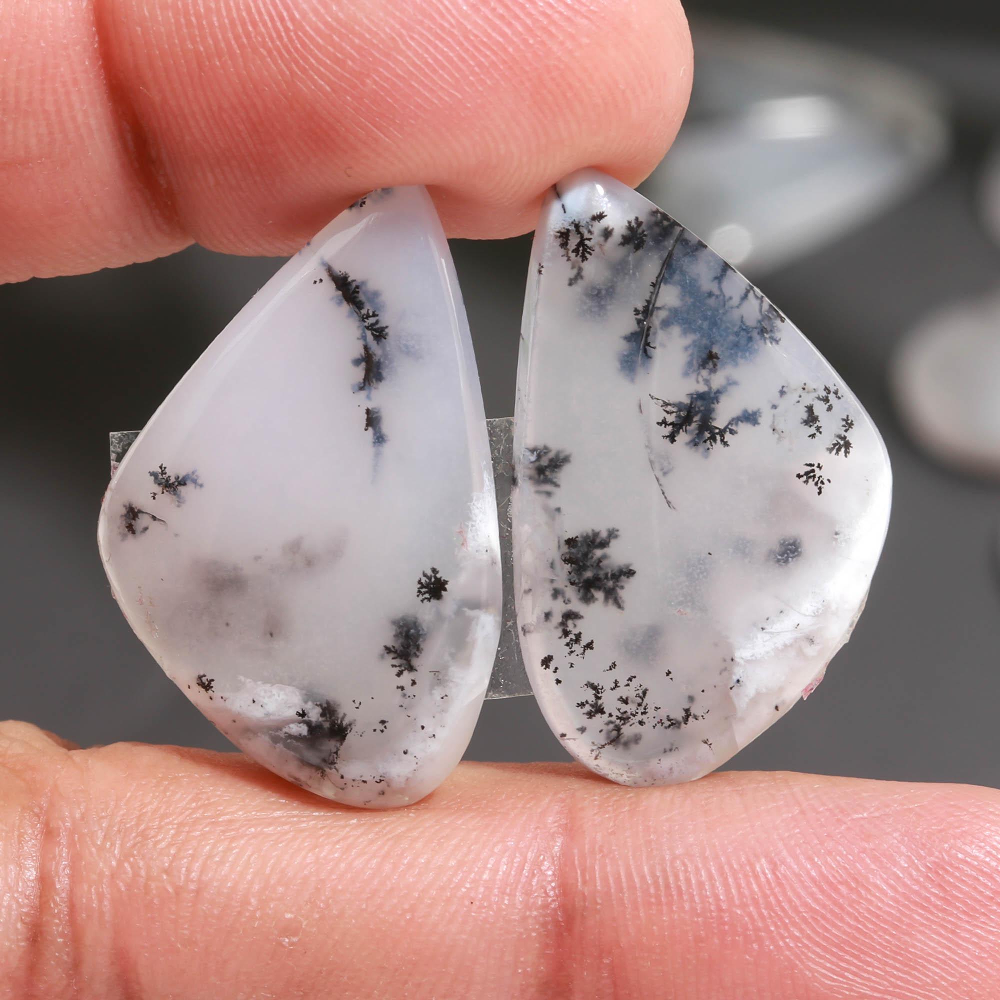 10 Pair 185 Cts Natural Dendrite Agate Pair Cabochon Lot Loose Gemstones Jewelry Making 29x10 17x10mm 20046