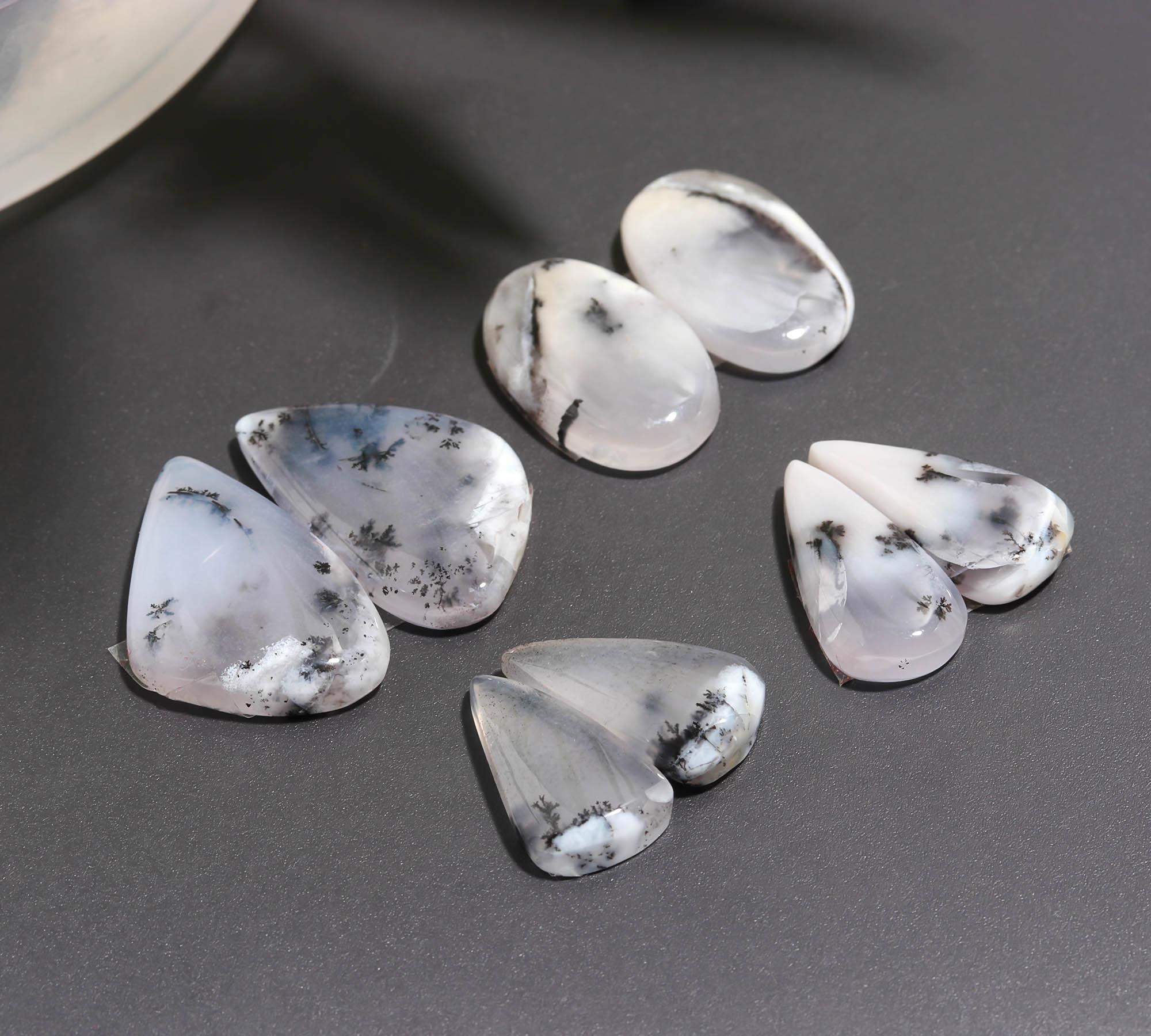 10 Pair 185 Cts Natural Dendrite Agate Pair Cabochon Lot Loose Gemstones Jewelry Making 29x10 17x10mm 20046