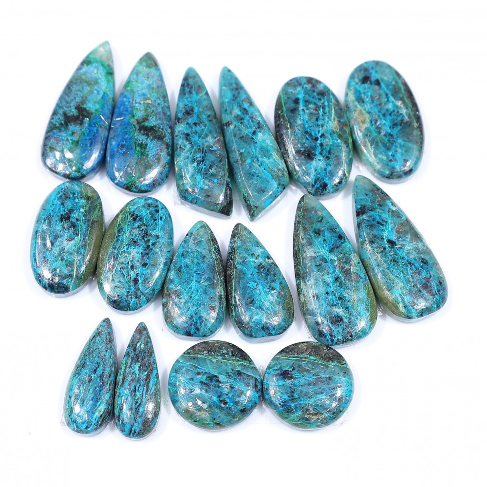 Image of 8 Pair 192 Cts  Natural chrysocolla Cabochon Gemstone Pairs Lot for Earrings Jewelry Making 27x12 14x14mm #20147