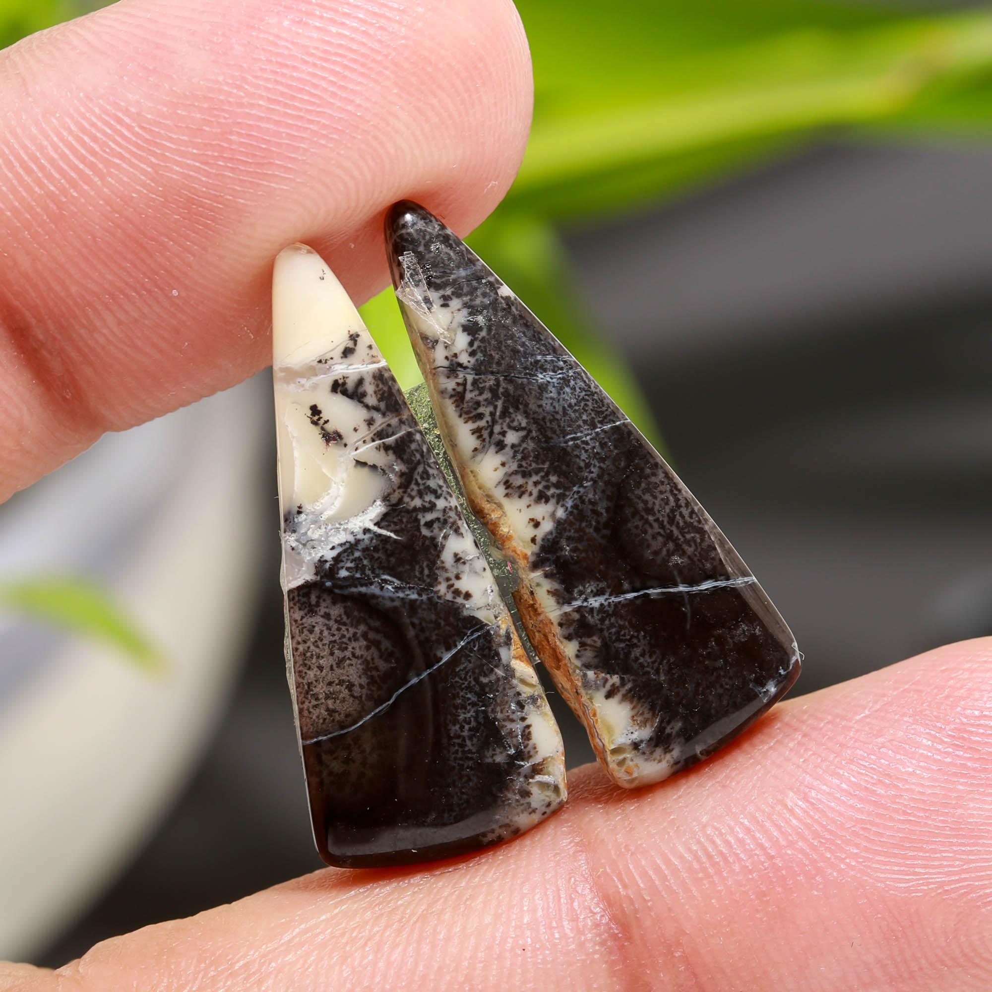 12 Pair 183 Cts Natural Dendrite Agate Pair Cabochon Lot Loose Gemstones Jewelry Making 29x11 15x11mm 20047