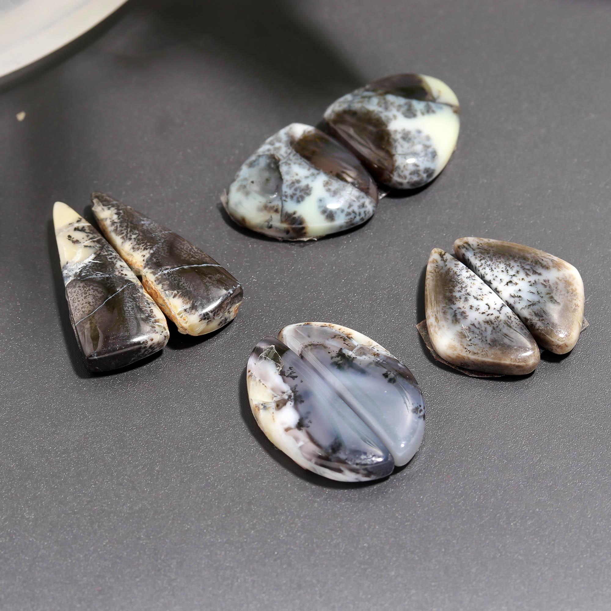 12 Pair 183 Cts  Natural Dendrite Agate Pair Cabochon Lot Loose Gemstones Jewelry Making 29x11 15x11mm 20047