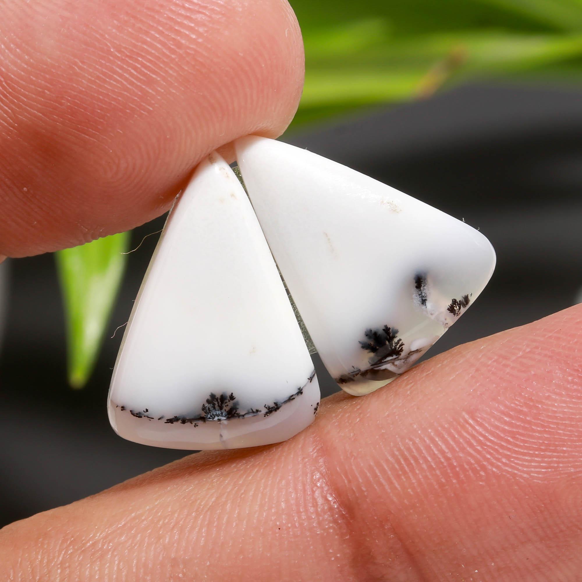 15 Pair 94 Cts  Natural Dendrite Agate Pair Cabochon Lot Loose Gemstones Jewelry Making 20x10 12x8mm 20048