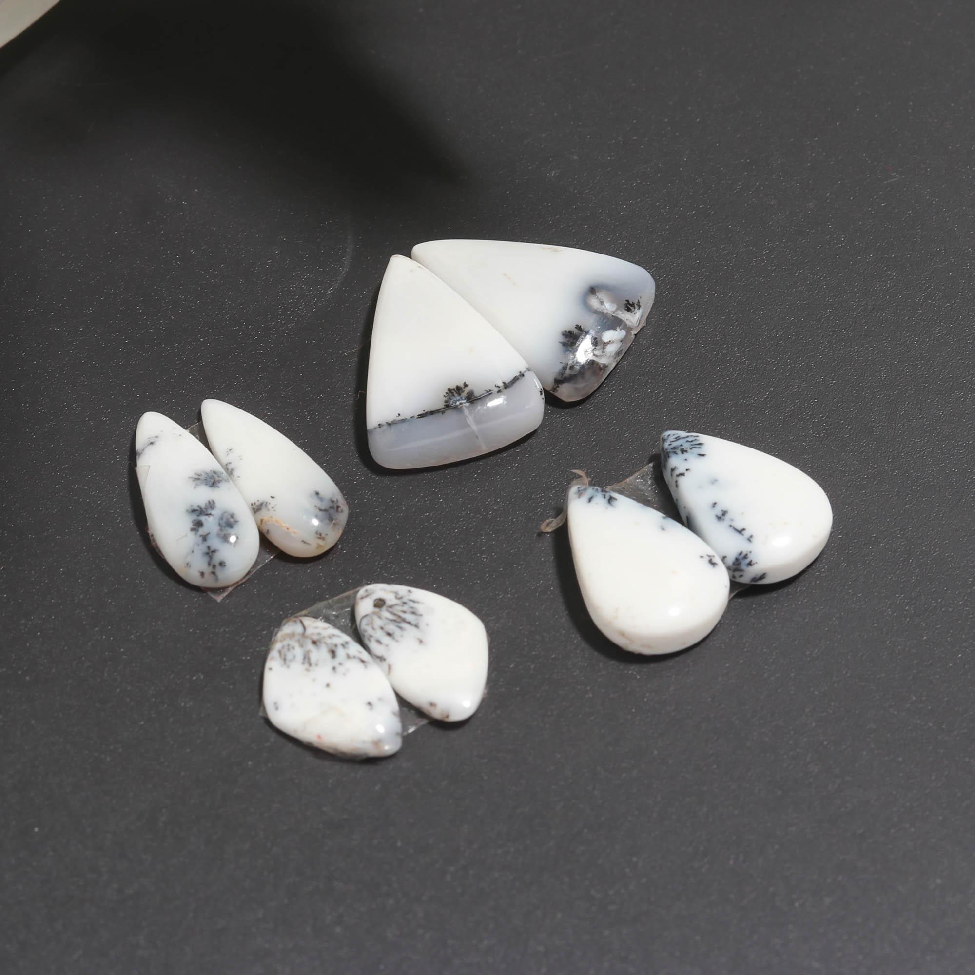 15 Pair 94 Cts Natural Dendrite Agate Pair Cabochon Lot Loose Gemstones Jewelry Making 20x10 12x8mm 20048