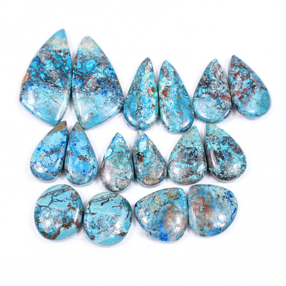 Image of 8 Pair 118 Cts  Natural chrysocolla Cabochon Gemstone Pairs Lot for Earrings Jewelry Making 29x13 15x8mm #20149